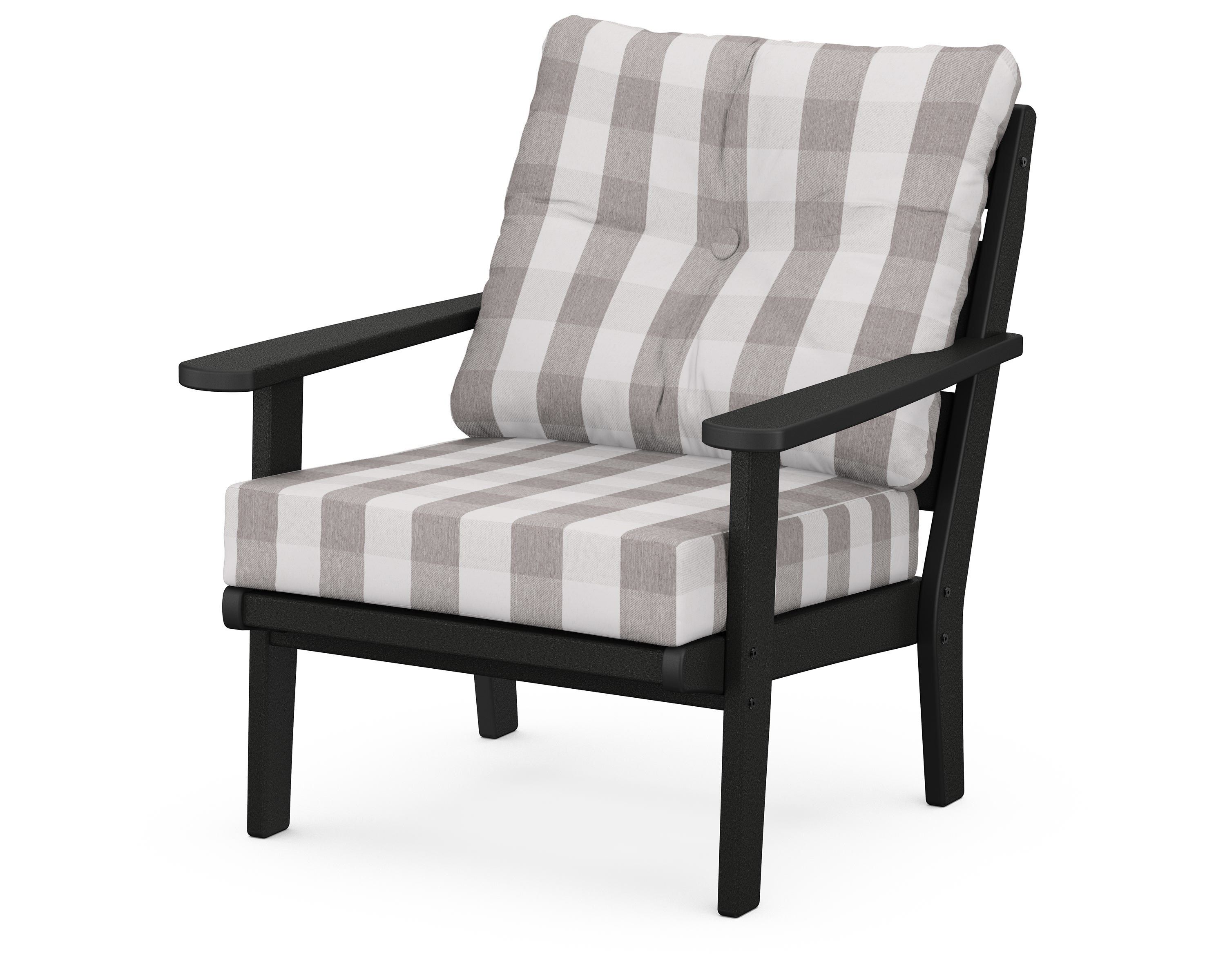 POLYWOOD® Lakeside Deep Seating Chair in Black / Buffalo Plaid Grey Mist