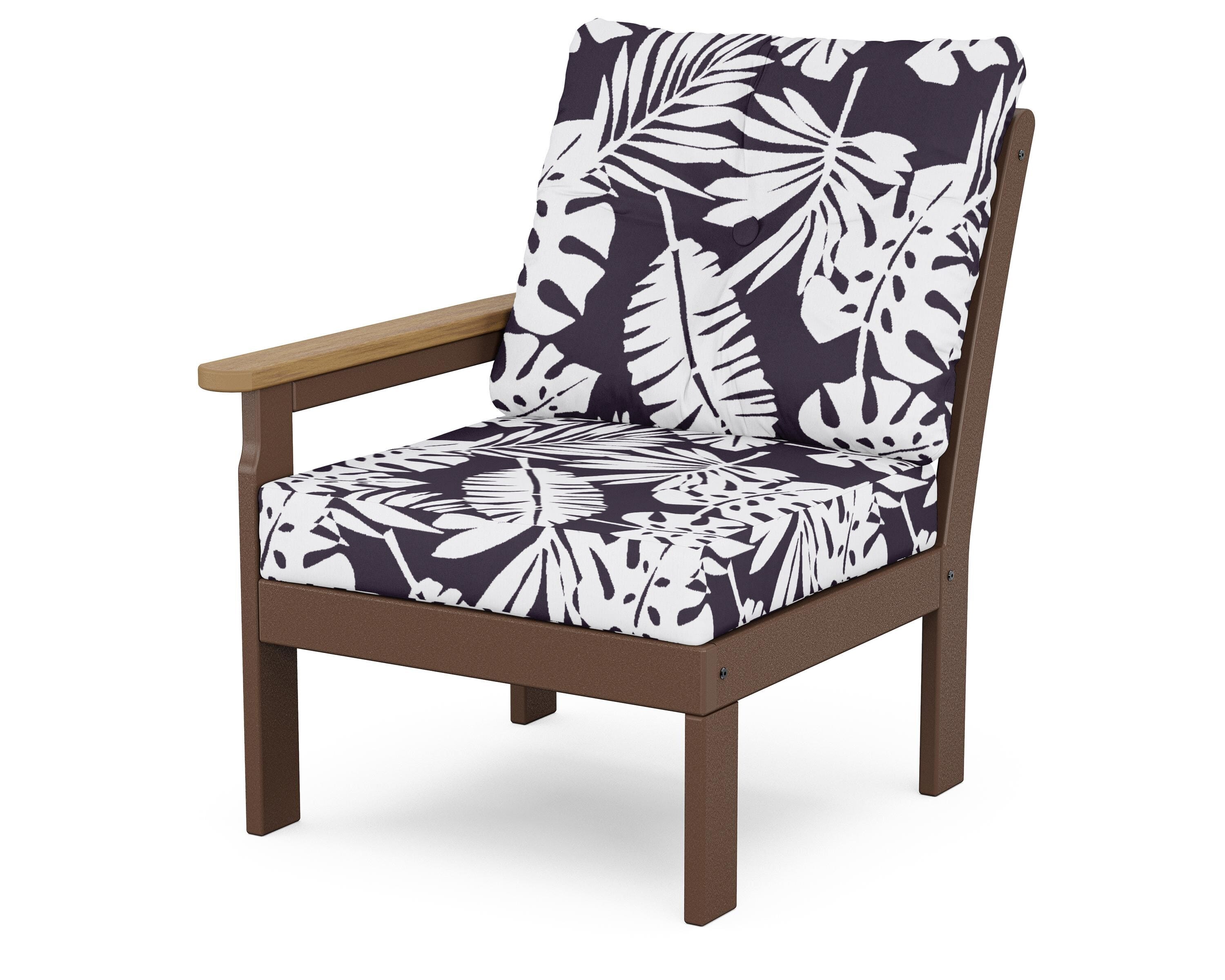 POLYWOOD® Vineyard Modular Left Arm Chair in Mahogany / Natural / Leaf Navy