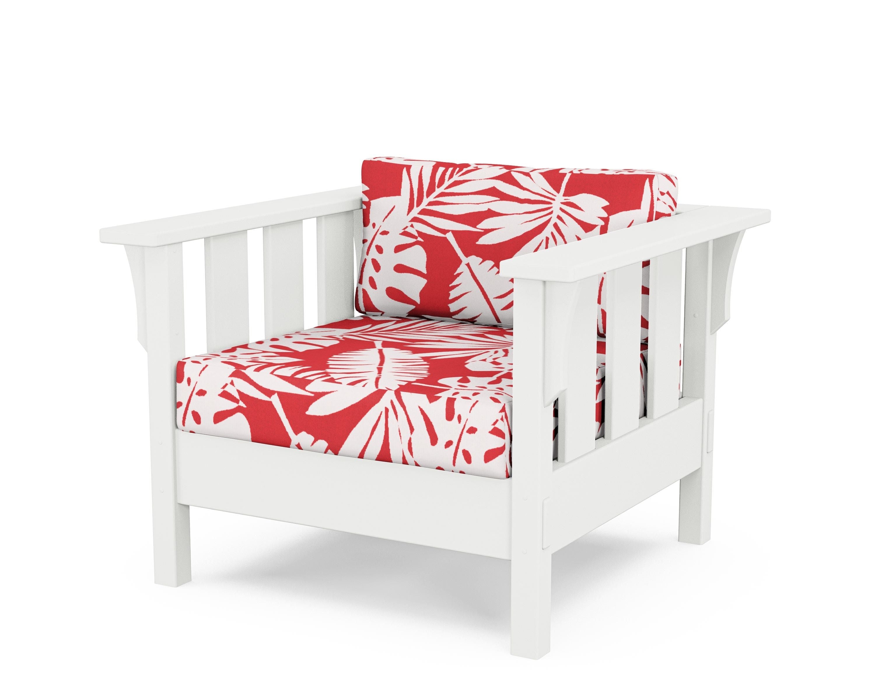 Martha Stewart by POLYWOOD® Acadia Deep Seating Chair in White / Leaf Crimson