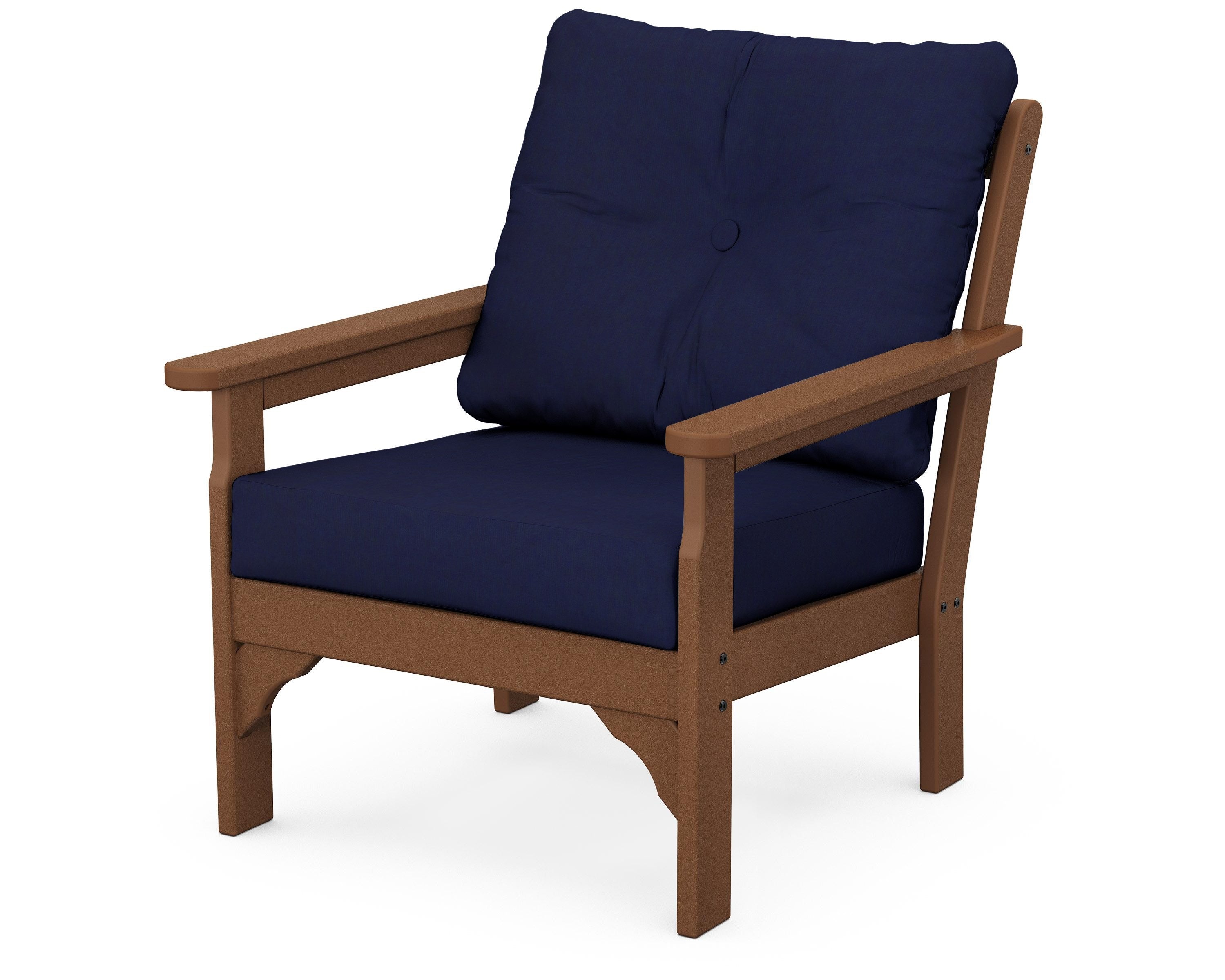 POLYWOOD® Vineyard Deep Seating Chair in Teak / Navy