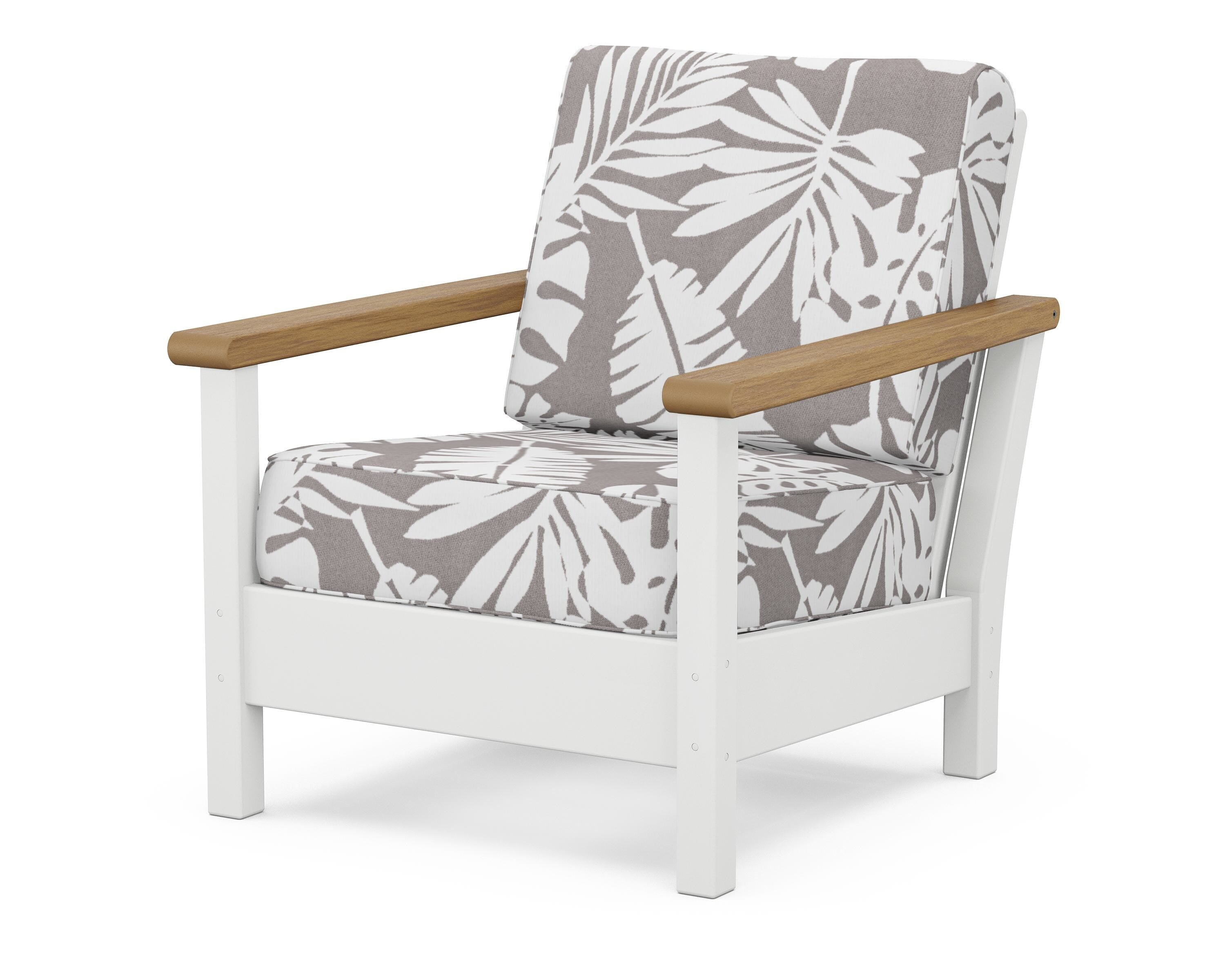 POLYWOOD® Harbour Deep Seating Chair in White / Natural / Leaf Grey Mist