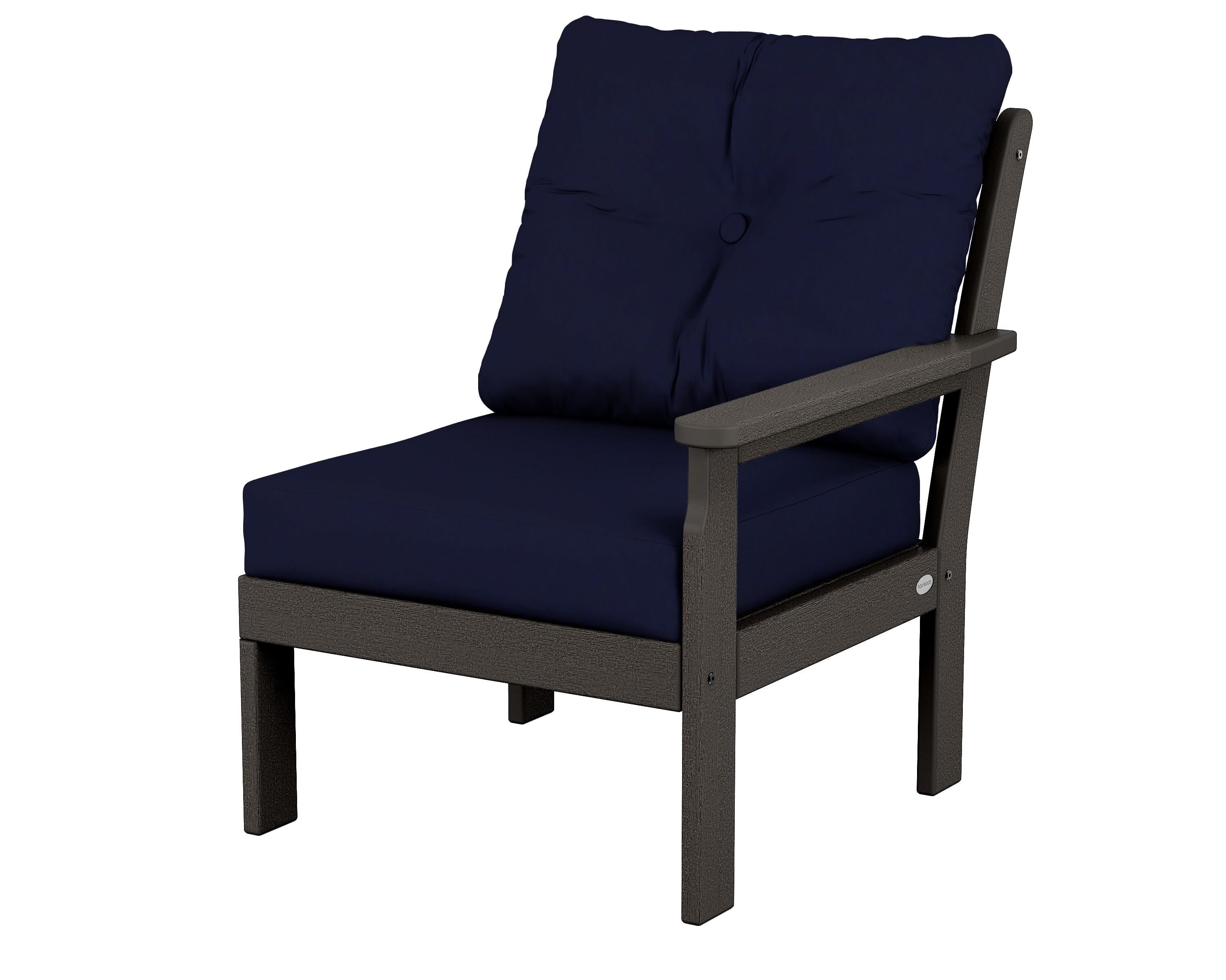 POLYWOOD® Vineyard Modular Right Arm Chair in Vintage Coffee / Navy