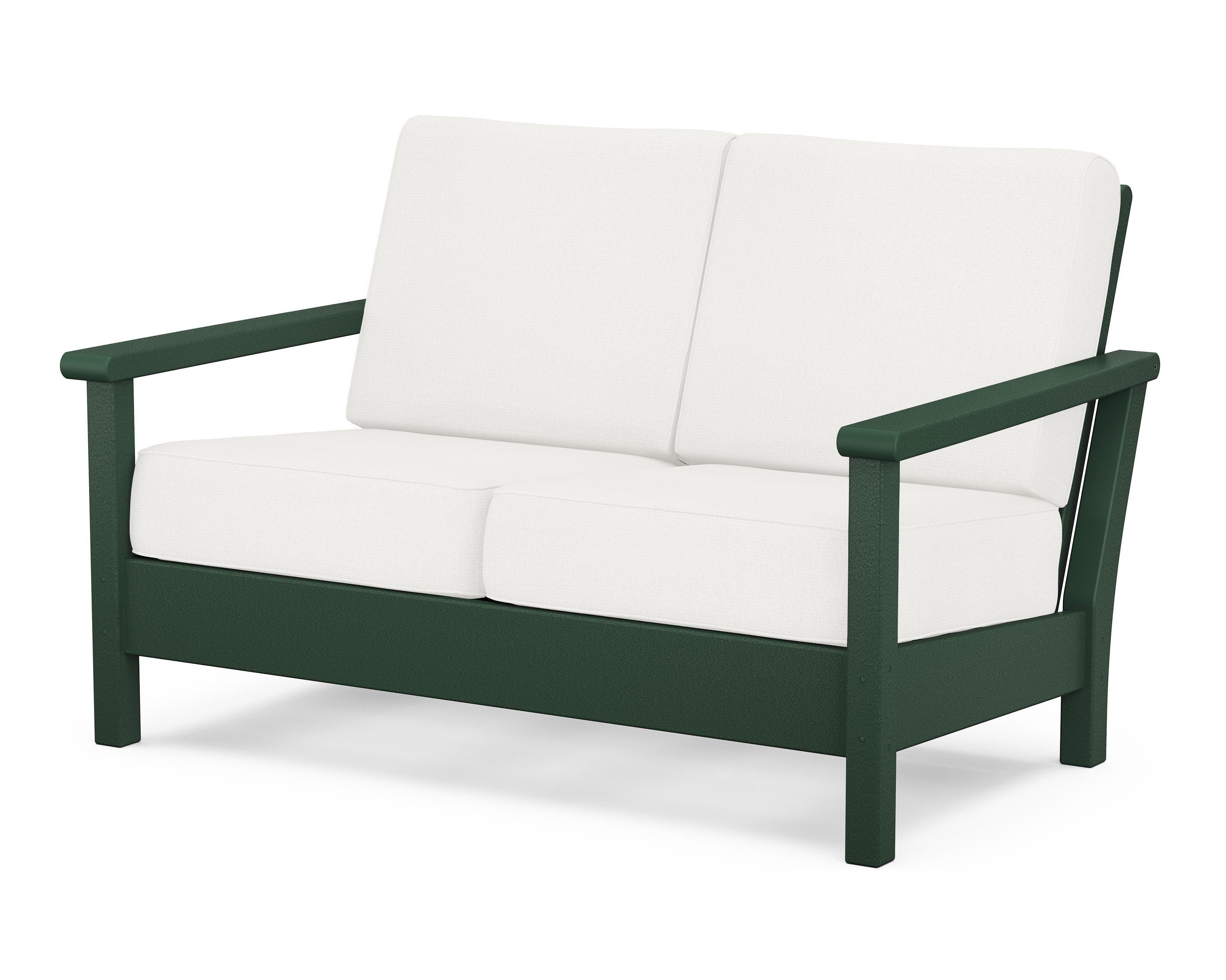 POLYWOOD® Harbour Deep Seating Loveseat in Green / Natural Linen