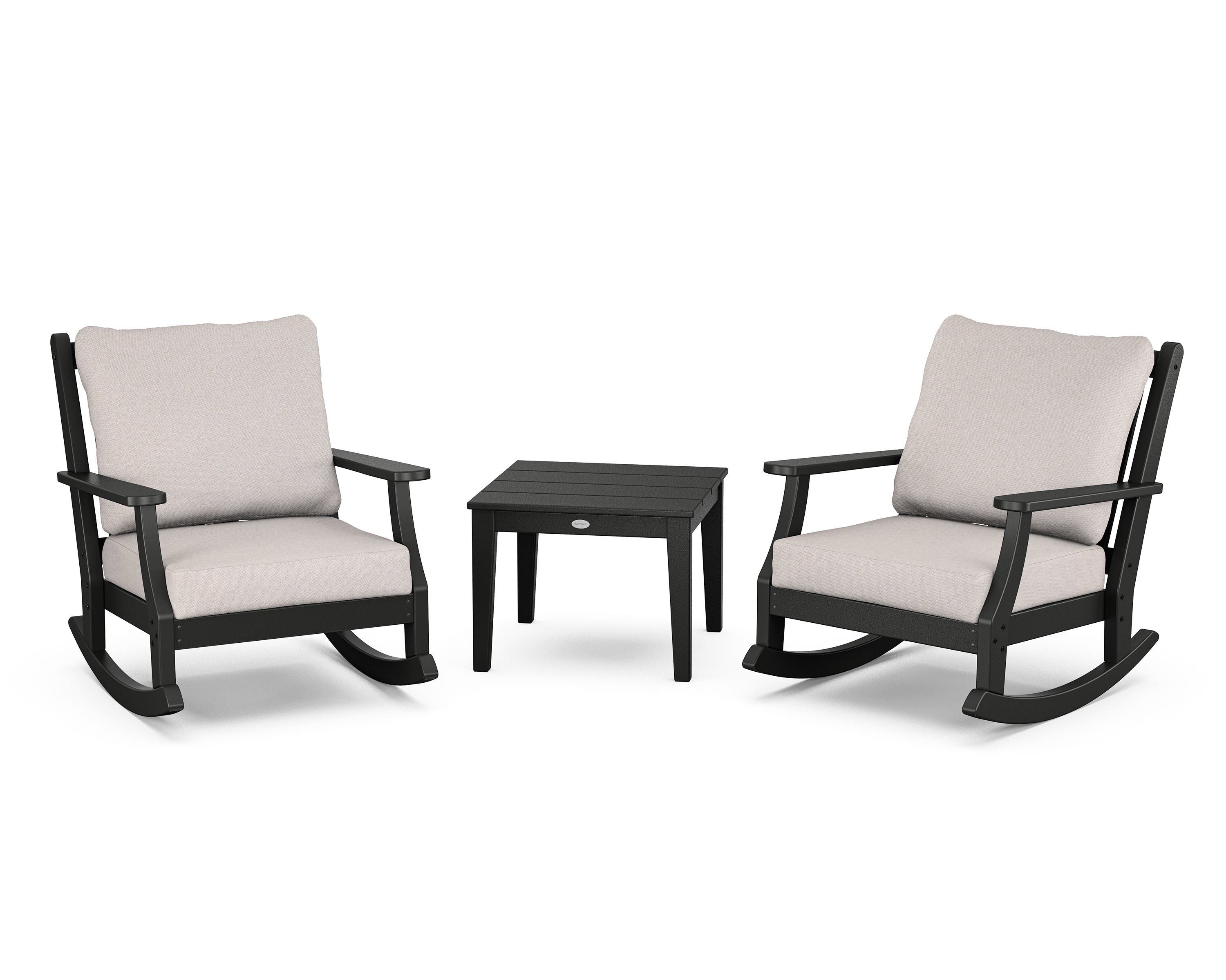 Country Living Wovendale 3-Piece Deep Seating Rocker Set in Black / Dune Burlap