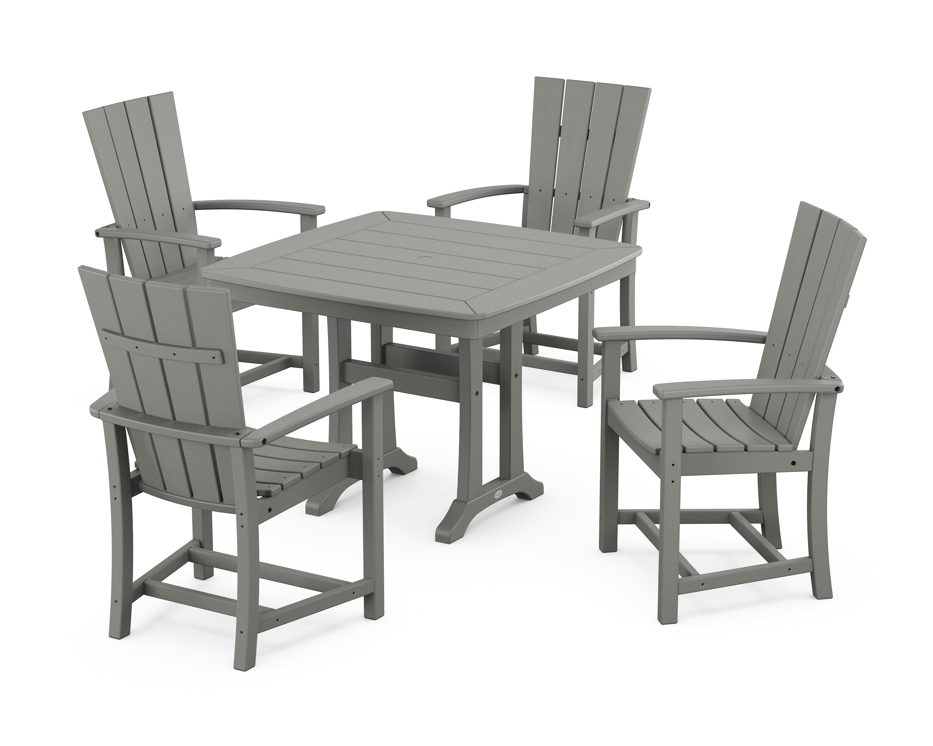 POLYWOOD® Quattro 5-Piece Dining Set with Trestle Legs in Slate Grey