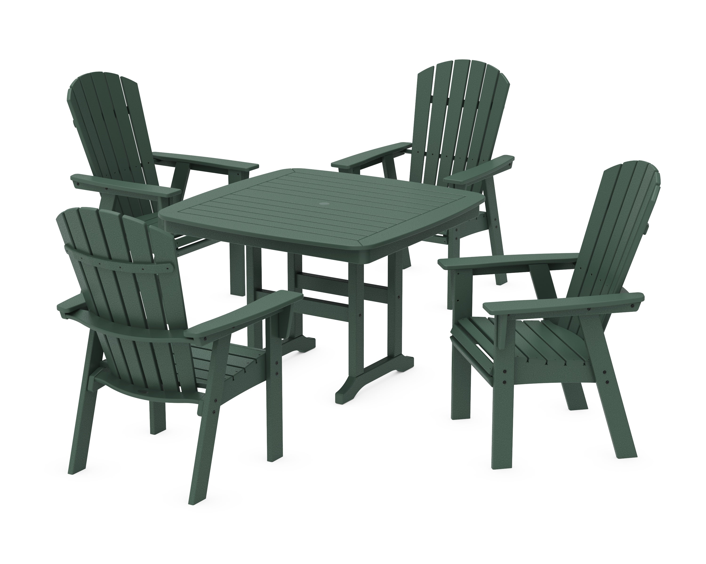 POLYWOOD® Nautical Curveback Adirondack 5-Piece Dining Set in Green