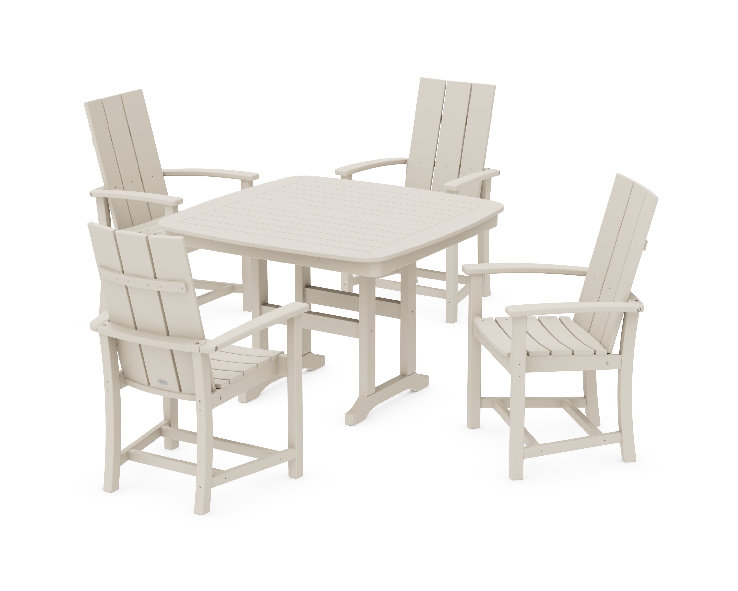 POLYWOOD® Modern Adirondack 5-Piece Dining Set with Trestle Legs in Sand