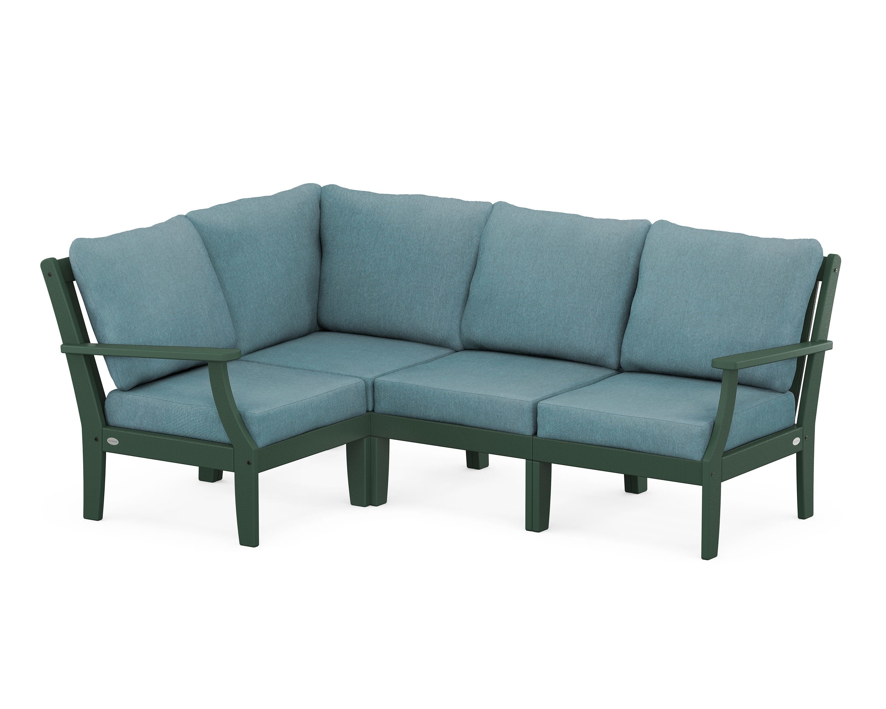 POLYWOOD® Braxton Modular 4-Piece Deep Seating Set in Green / Ocean Teal