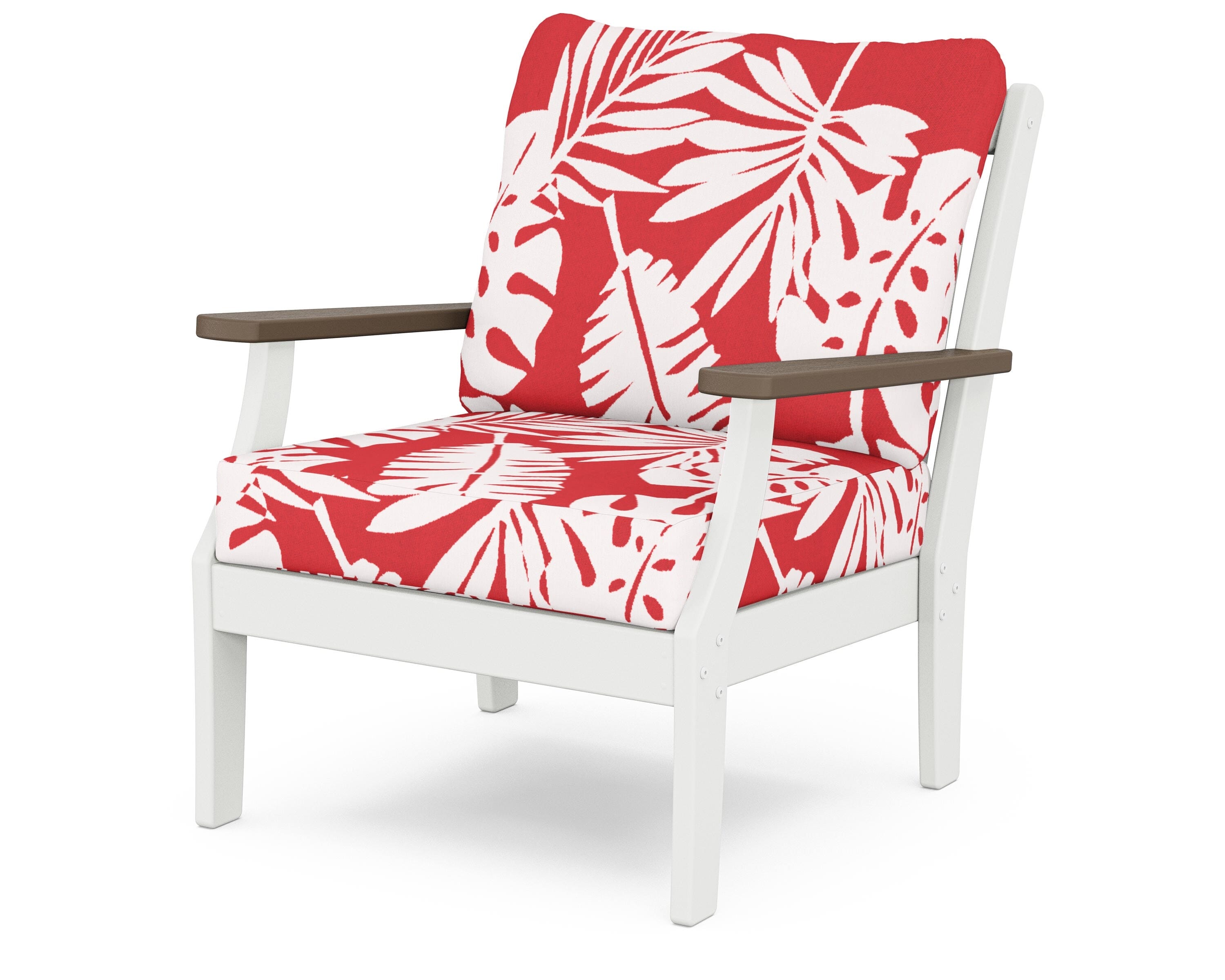 POLYWOOD® Braxton Deep Seating Chair in White / Kona / Leaf Crimson