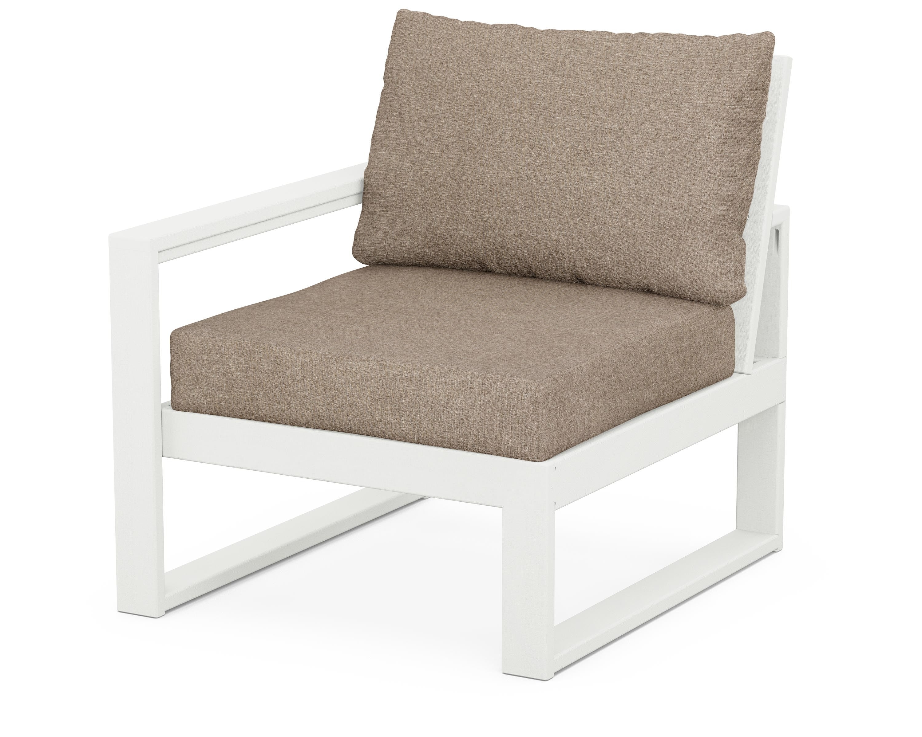 POLYWOOD® EDGE Modular Left Arm Chair in Vintage White / Spiced Burlap