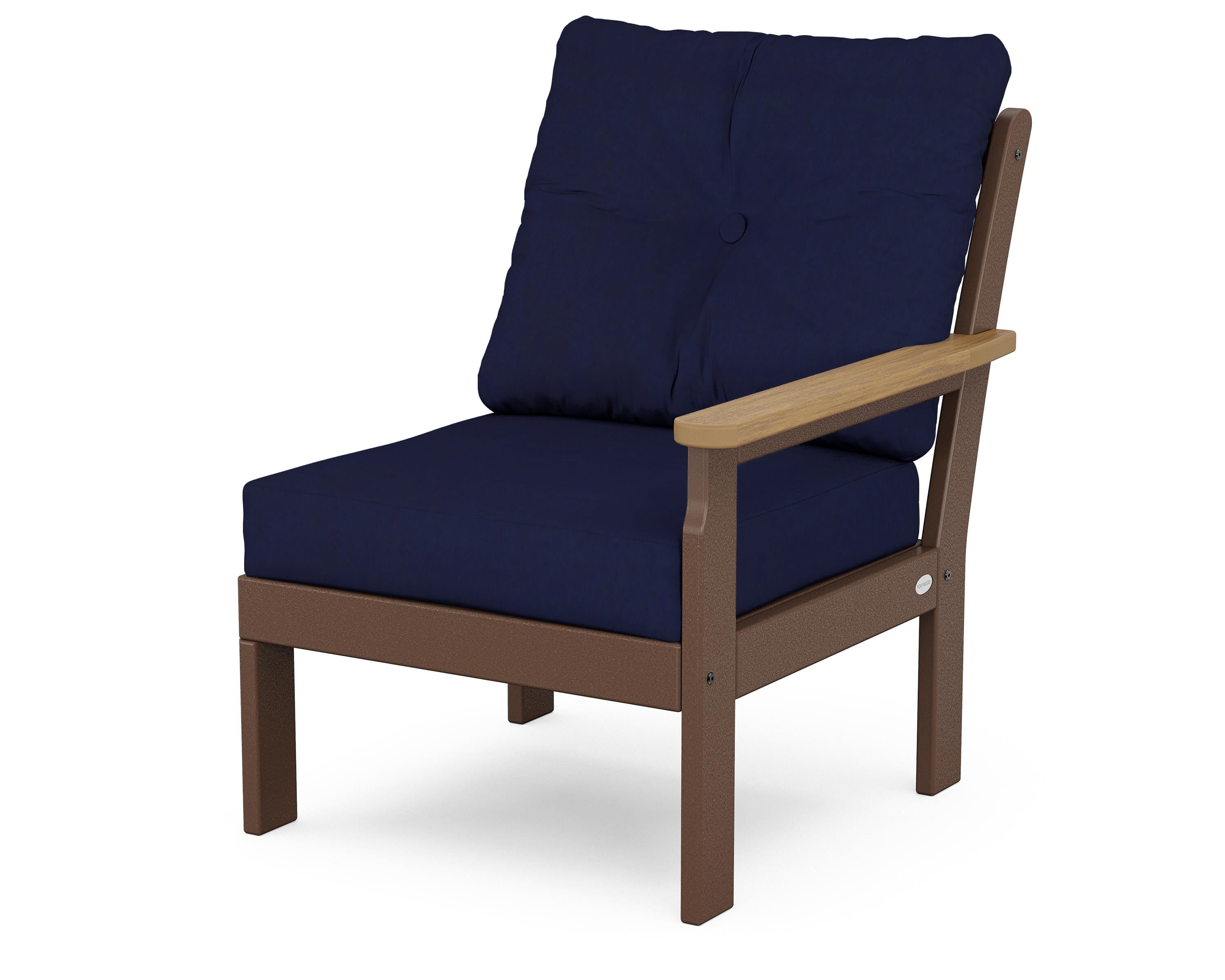 POLYWOOD® Vineyard Modular Right Arm Chair in Mahogany / Natural / Navy