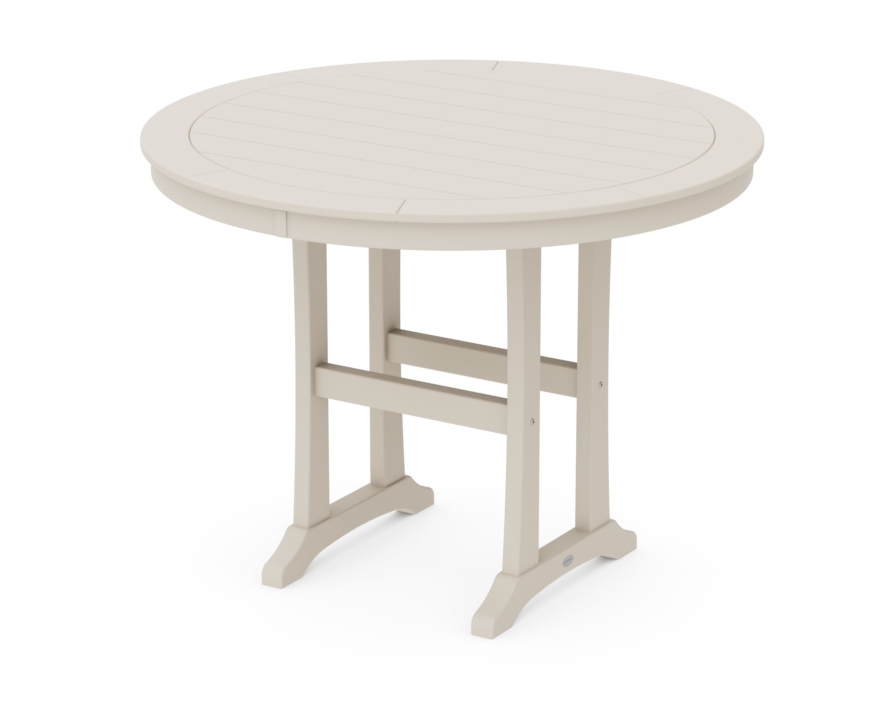 POLYWOOD® Nautical Trestle 48" Round Counter Table in Sand