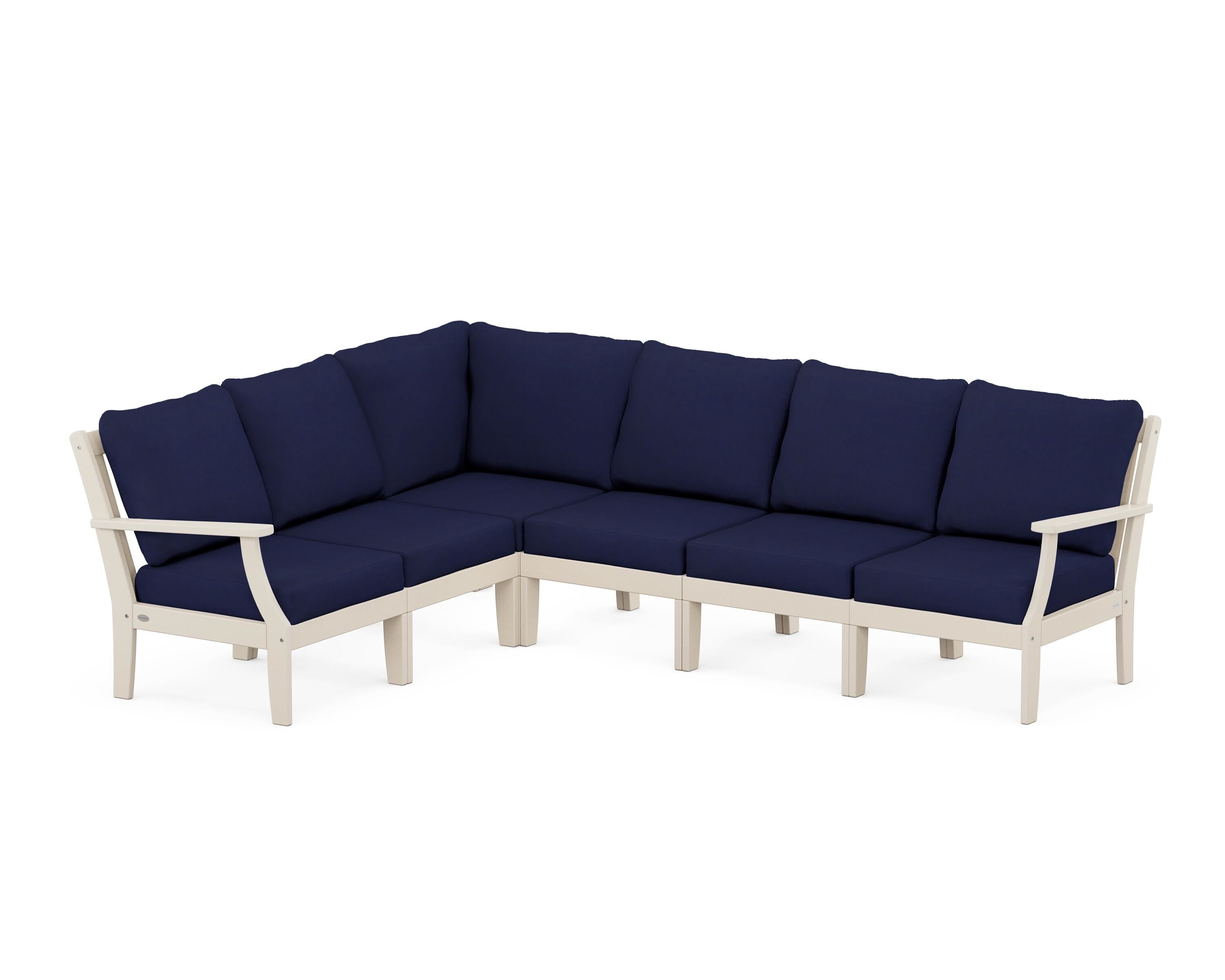 POLYWOOD® Braxton Modular 6-Piece Deep Seating Set in Sand / Navy