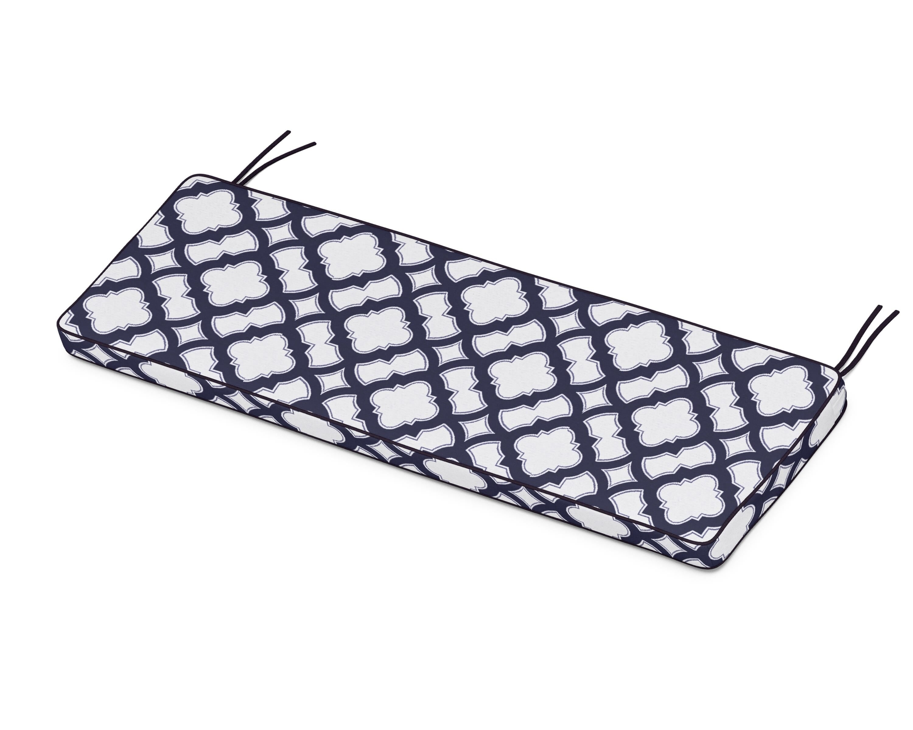 Martha Stewart by POLYWOOD® Chinoiserie Bench Seat Cushion in Trellis Navy