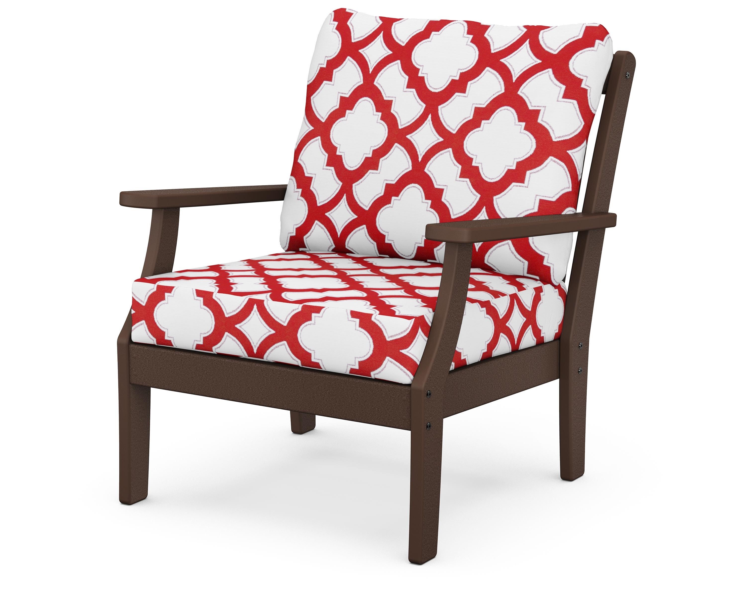 POLYWOOD® Braxton Deep Seating Chair in Mahogany / Trellis Crimson