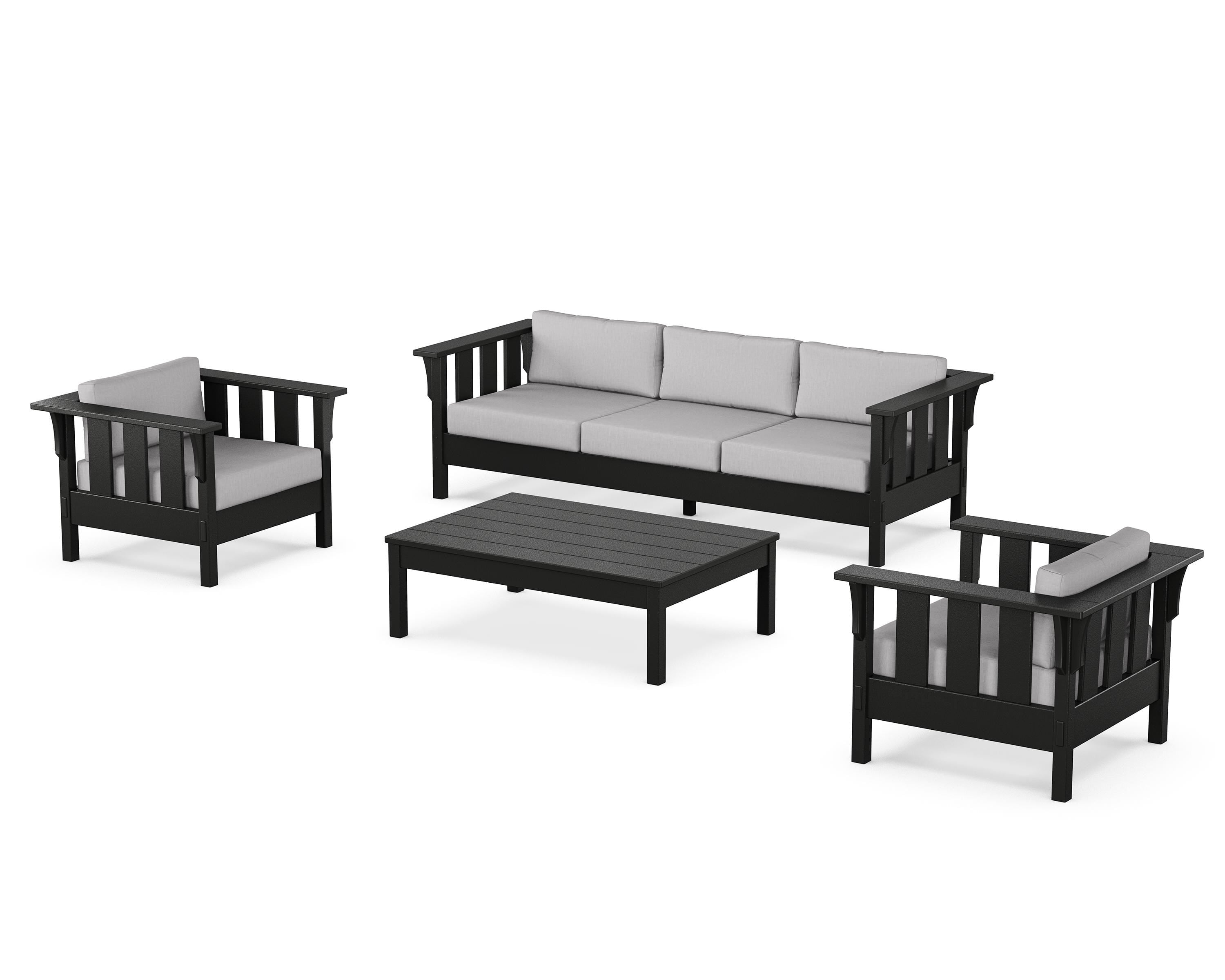 Martha Stewart by POLYWOOD® Acadia 4-Piece Deep Seating Set with Sofa in Black / Granite