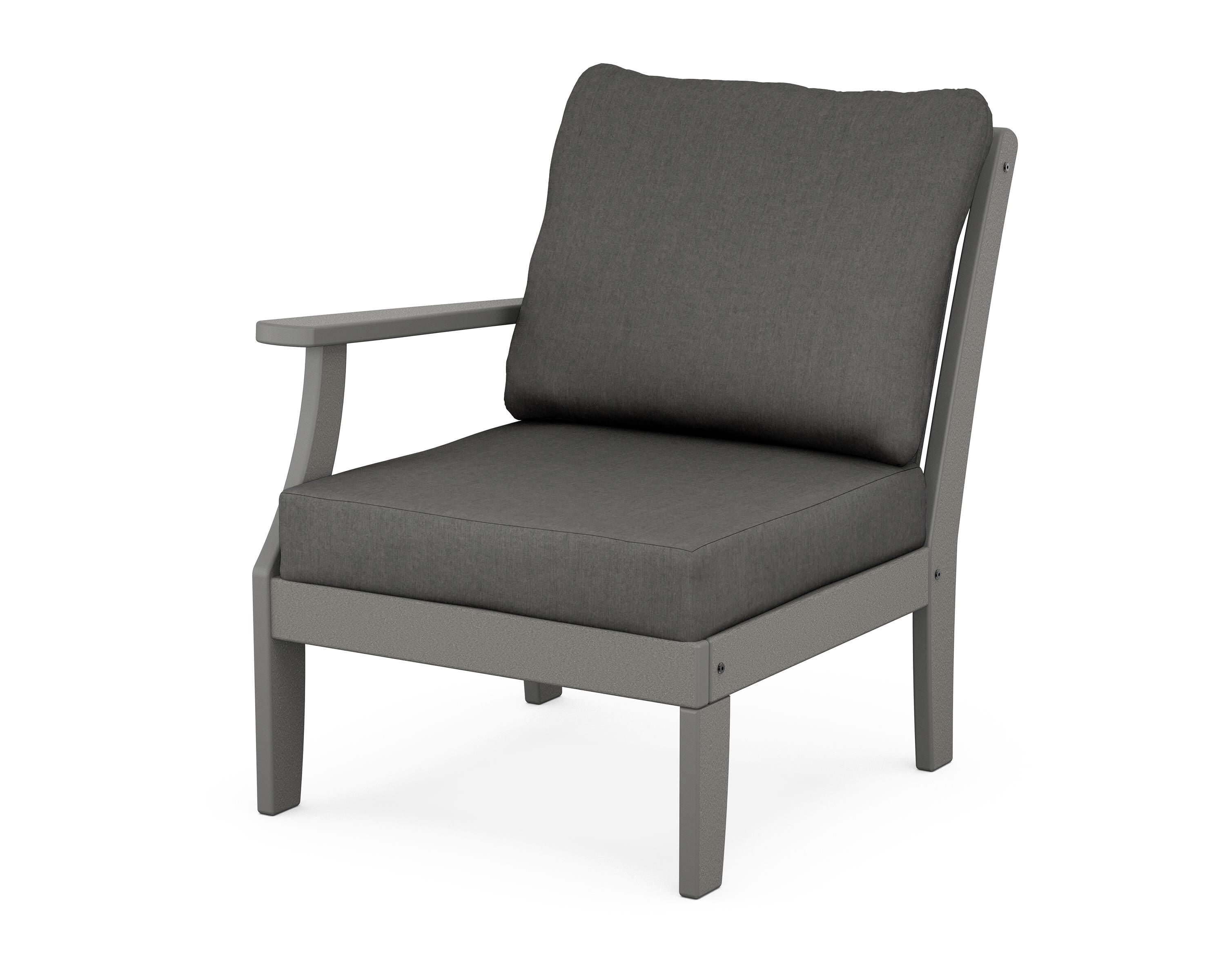 POLYWOOD® Braxton Modular Left Arm Chair in Slate Grey / Spectrum Carbon