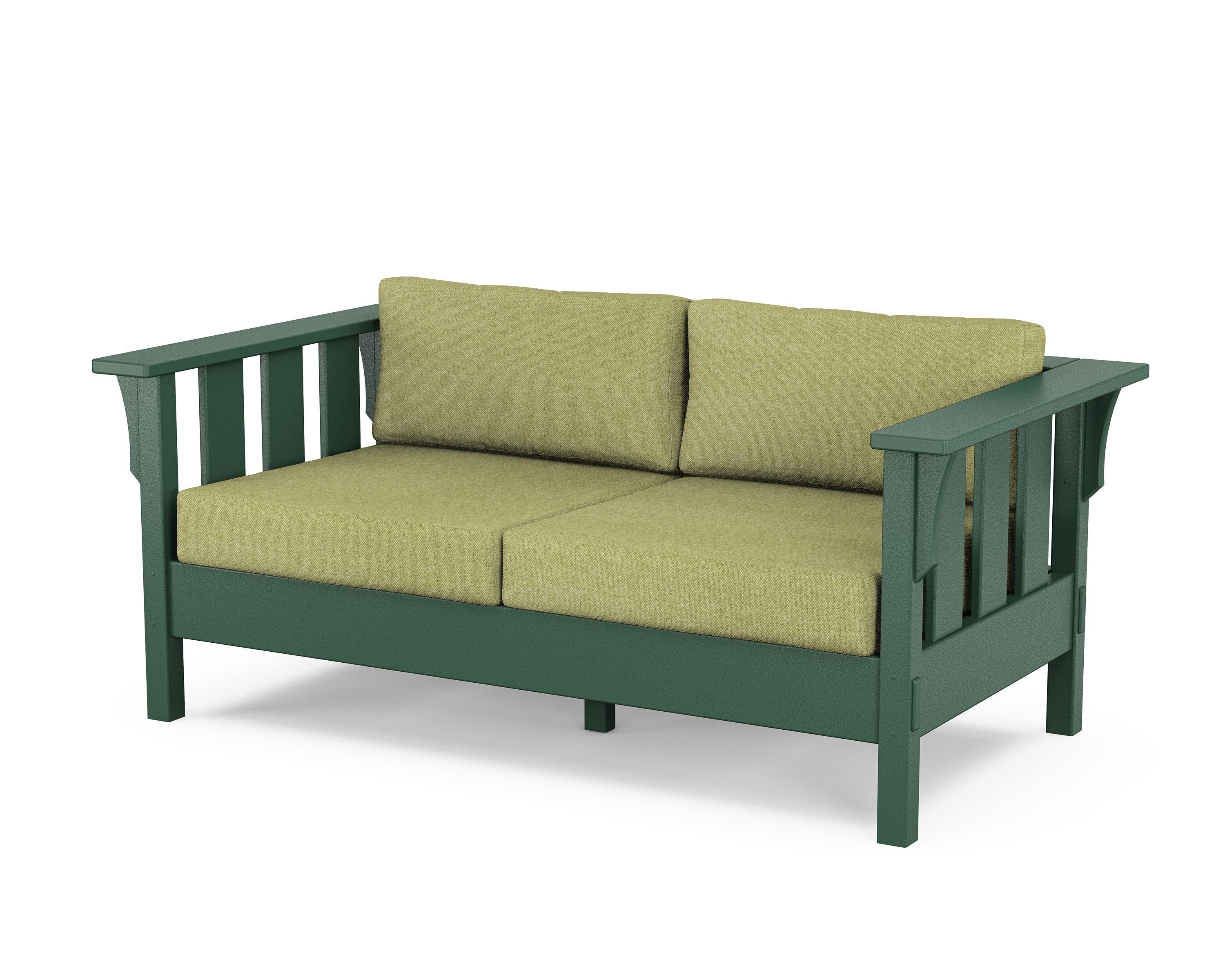 Martha Stewart by POLYWOOD® Acadia Deep Seating Loveseat in Green / Chartreuse Boucle