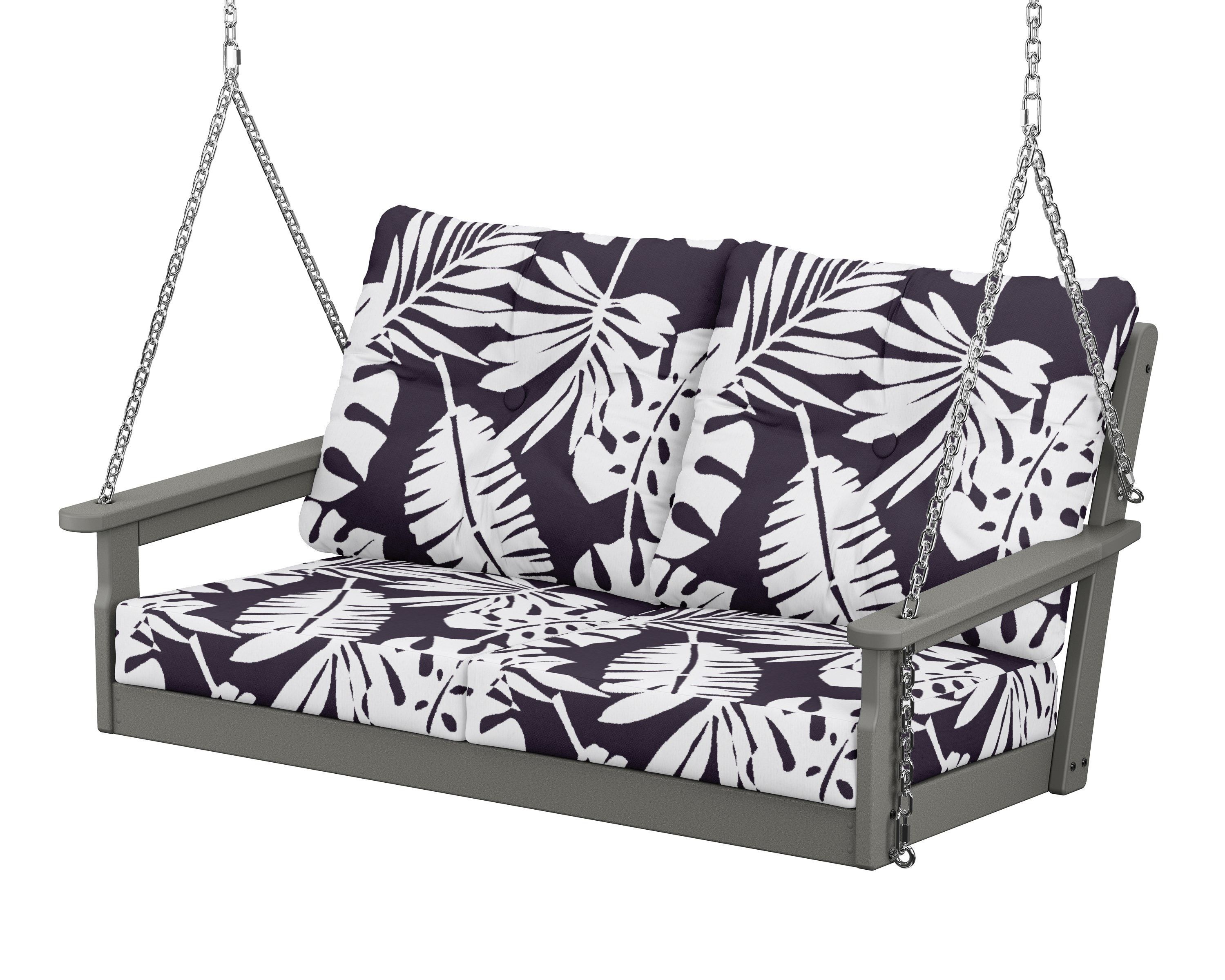 POLYWOOD® Vineyard Deep Seating Swing in Slate Grey / Leaf Navy
