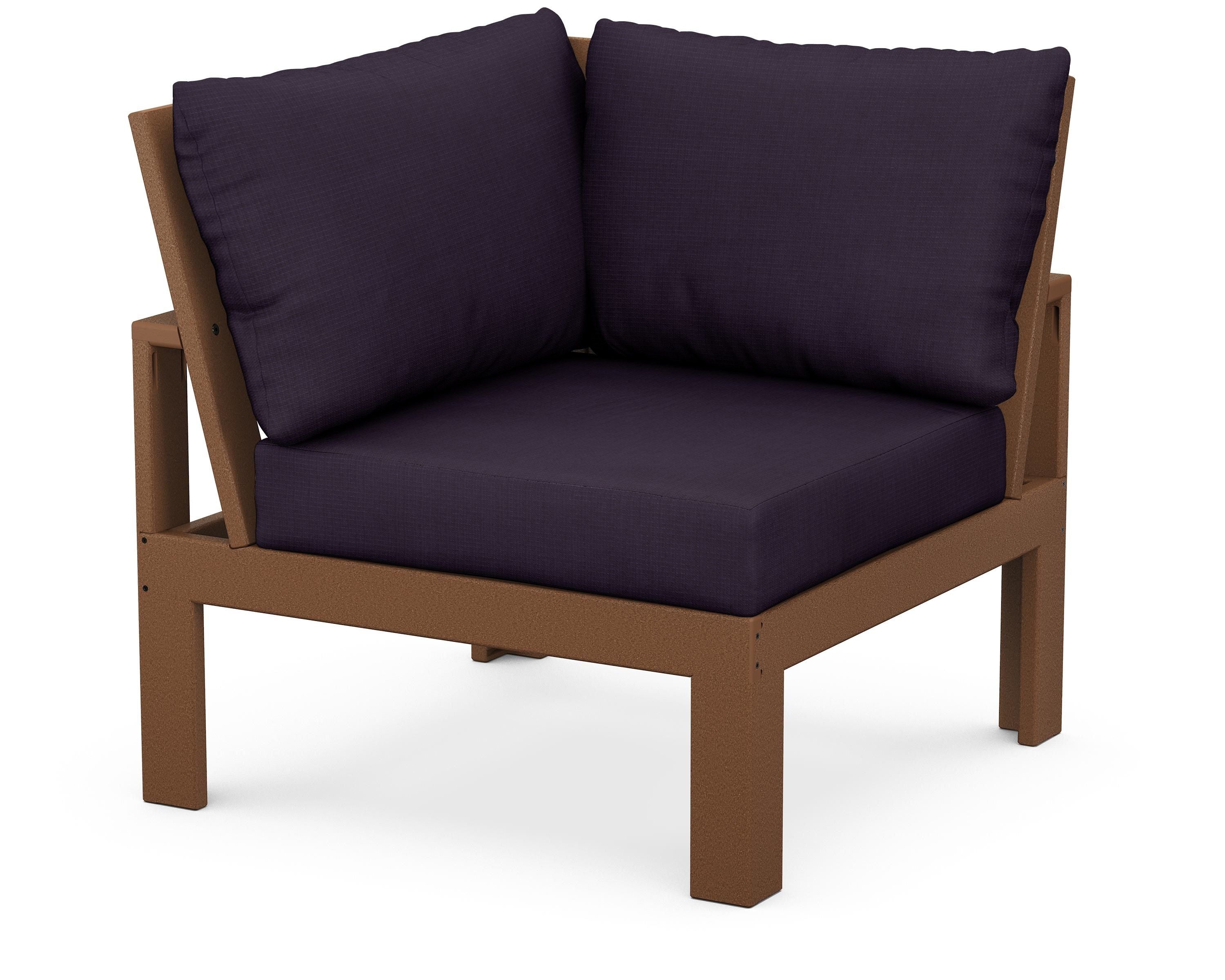 Unbranded Modular Corner Chair in Teak / Navy Linen