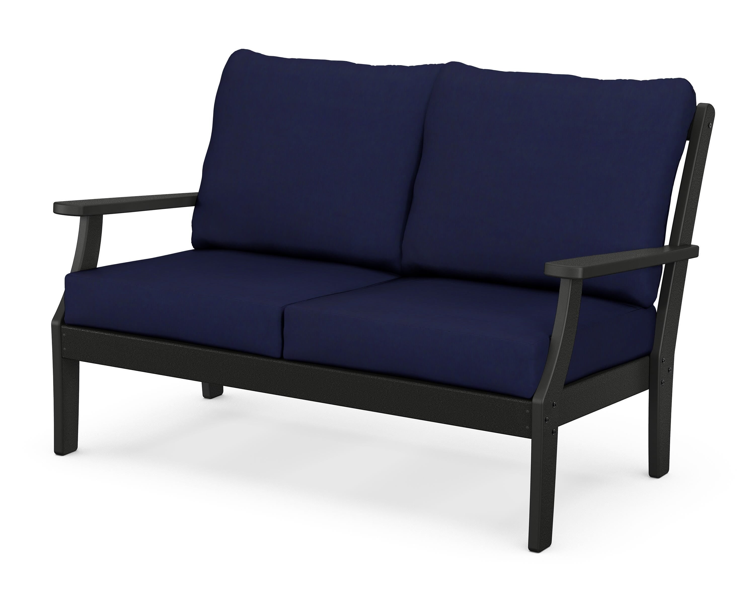 POLYWOOD® Braxton Deep Seating Loveseat in Black / Navy