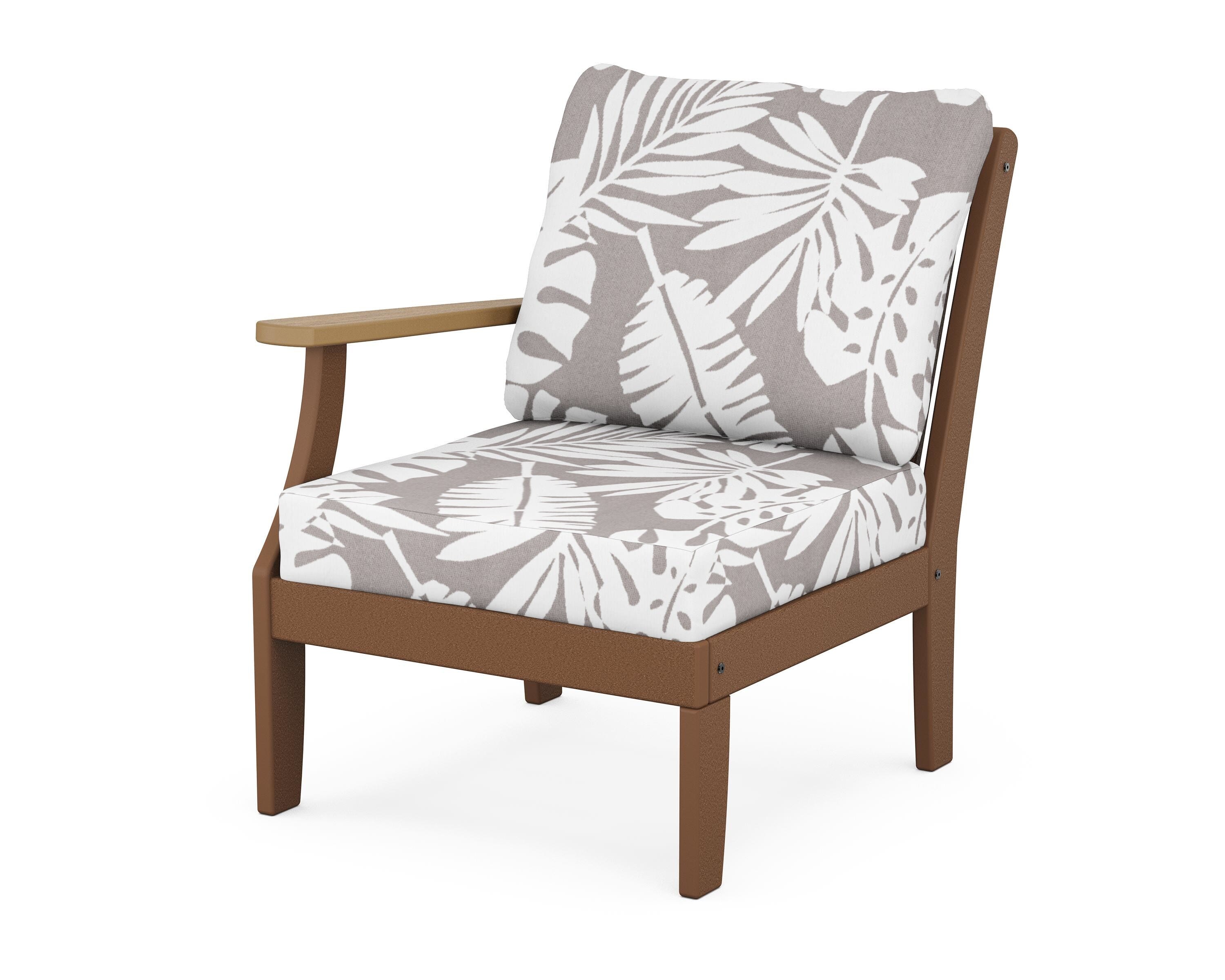 POLYWOOD® Braxton Modular Left Arm Chair in Teak / Natural / Leaf Grey Mist