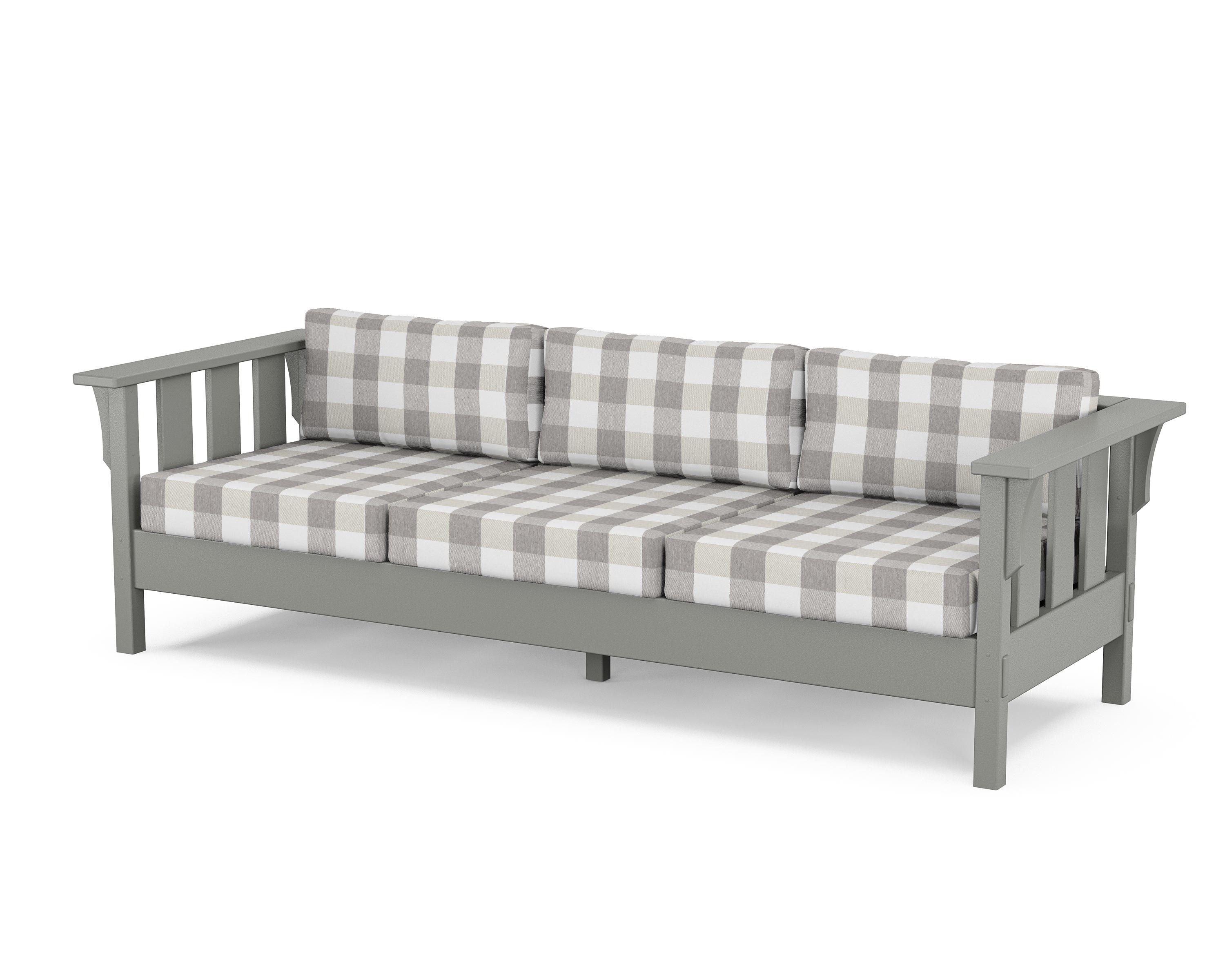 Martha Stewart by POLYWOOD® Acadia Deep Seating Sofa in Slate Grey / Buffalo Plaid Grey Mist