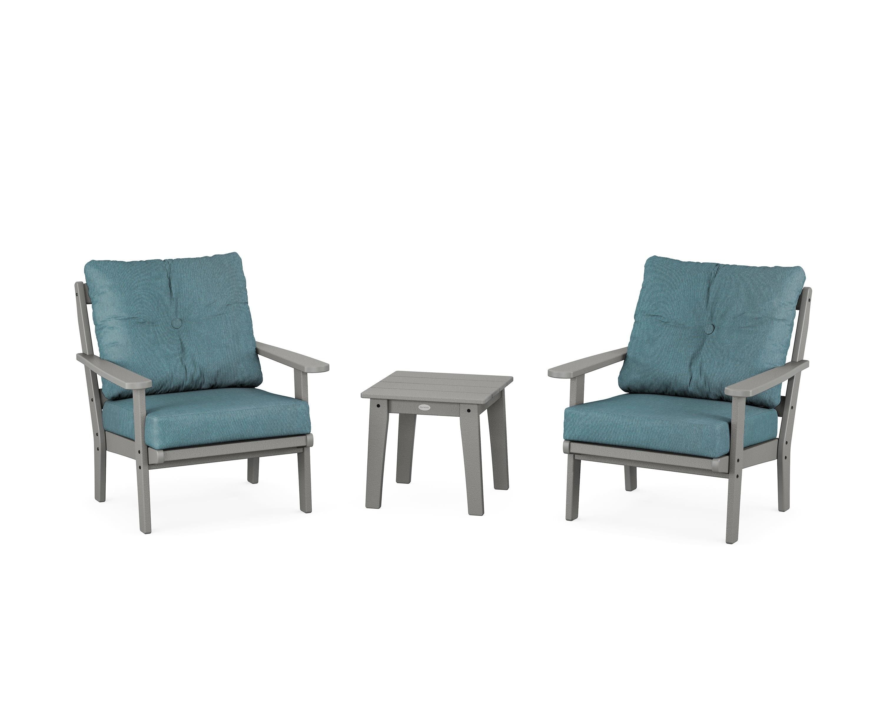 POLYWOOD® Mission 3-Piece Deep Seating Set in Slate Grey / Ocean Teal