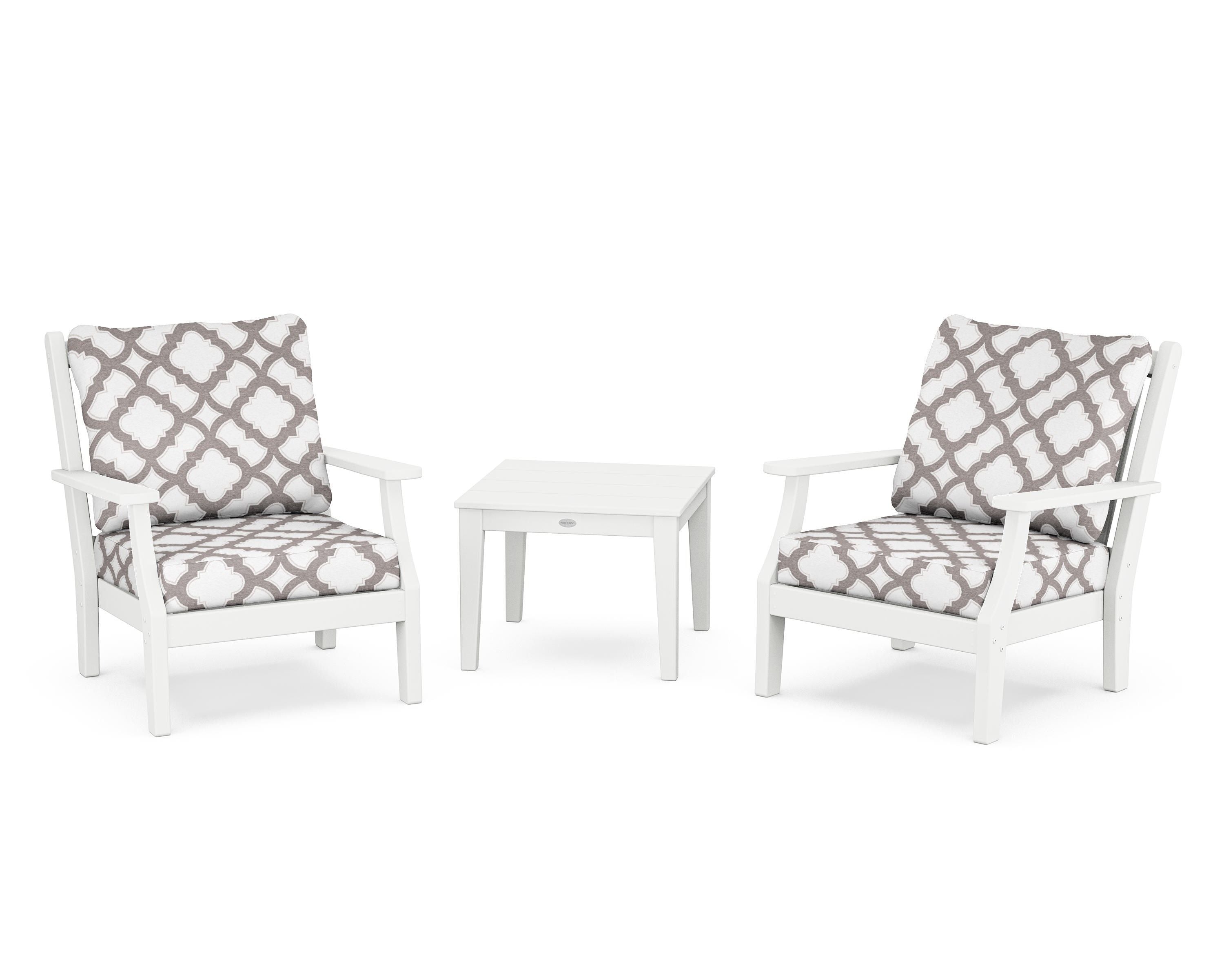 Country Living Wovendale 3-Piece Deep Seating Set in White / Trellis Grey Mist