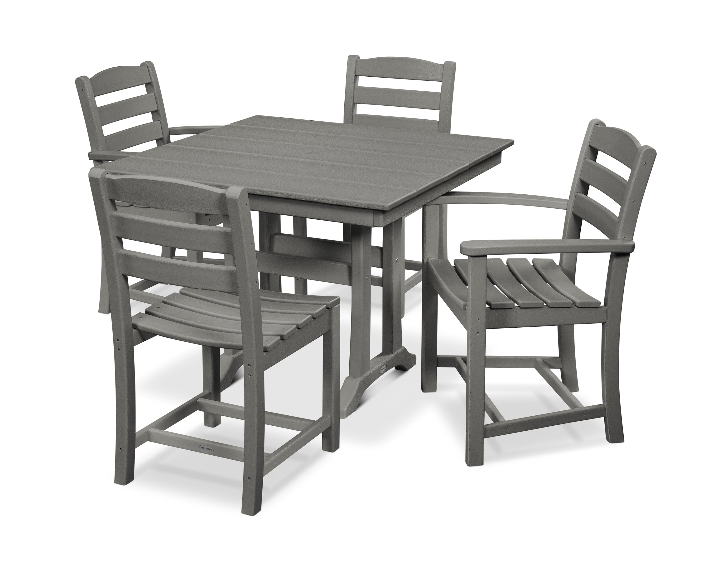 POLYWOOD® La Casa Café 5-Piece Farmhouse Dining Set with Trestle Legs in Slate Grey
