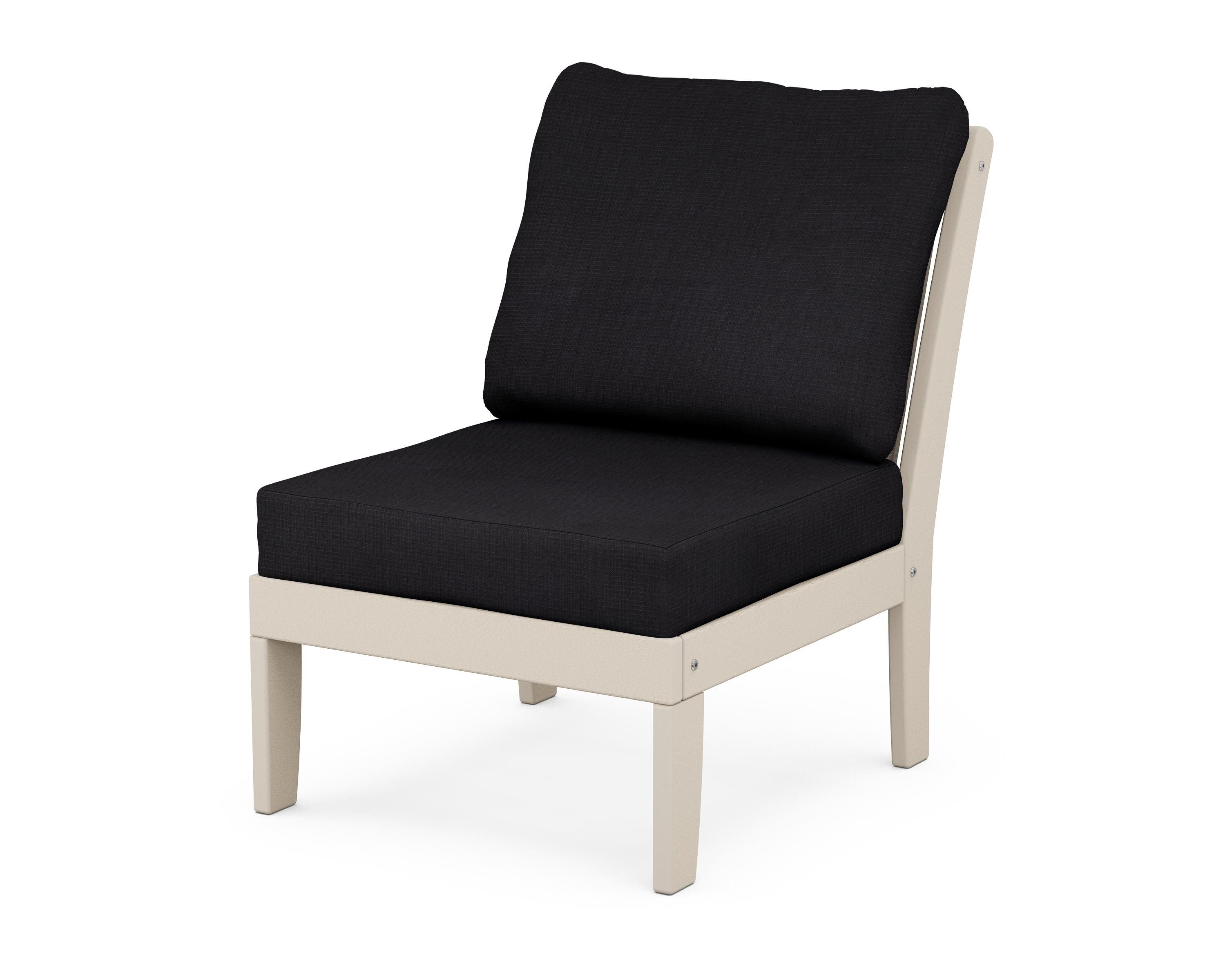 POLYWOOD® Braxton Modular Armless Chair in Sand / Midnight Linen