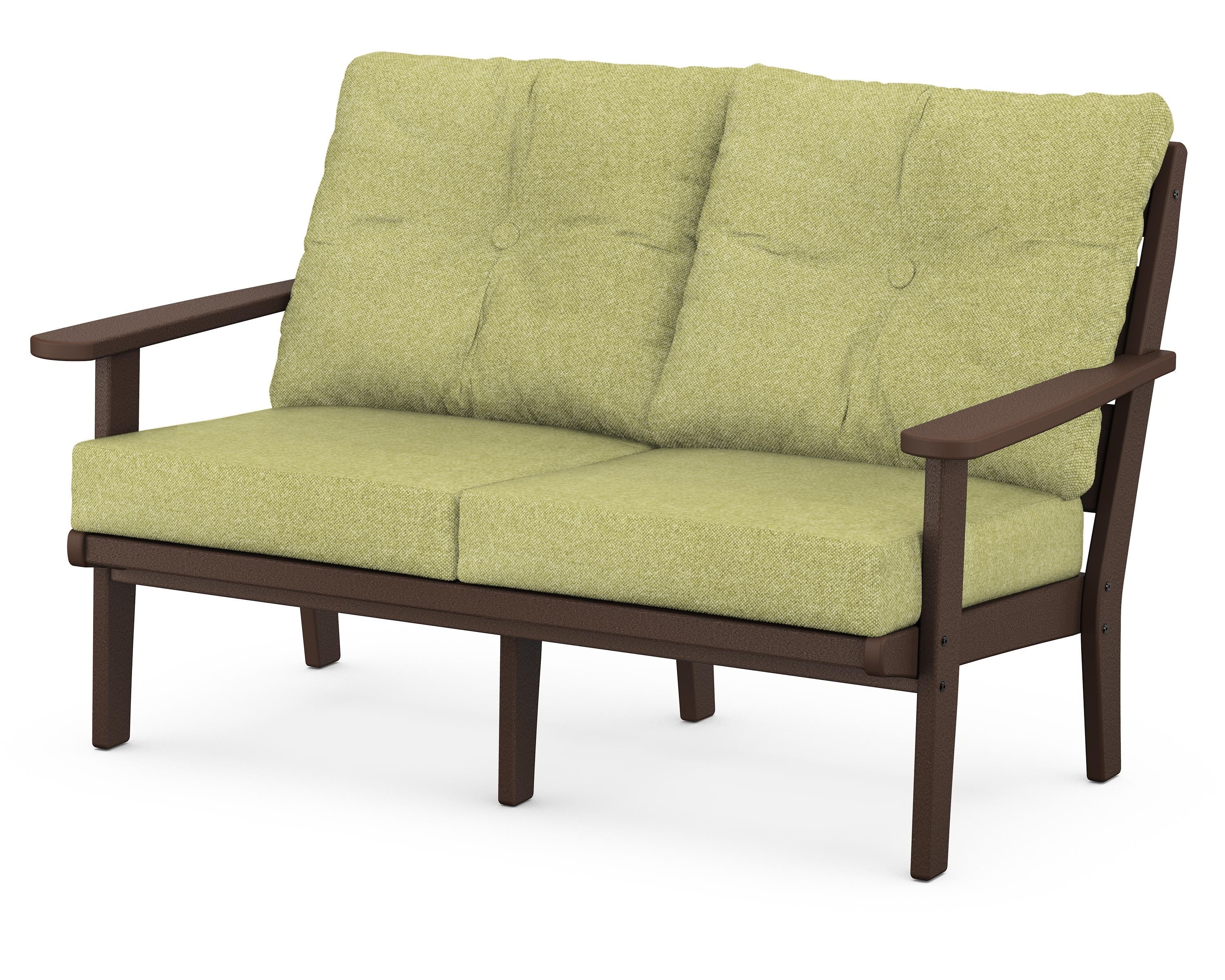 POLYWOOD® Lakeside Deep Seating Loveseat in Mahogany / Chartreuse Boucle
