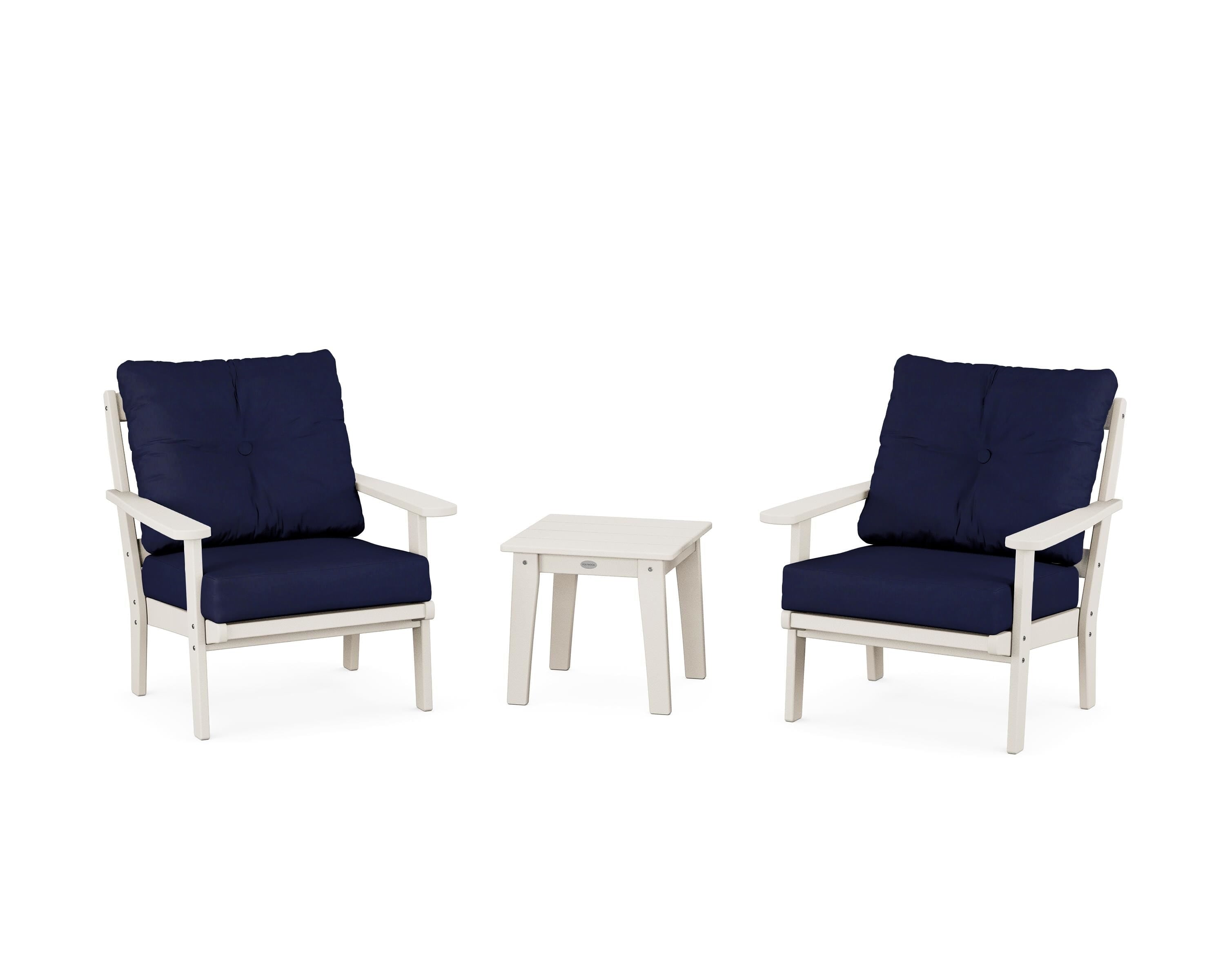 POLYWOOD® Mission 3-Piece Deep Seating Set in Sand / Navy