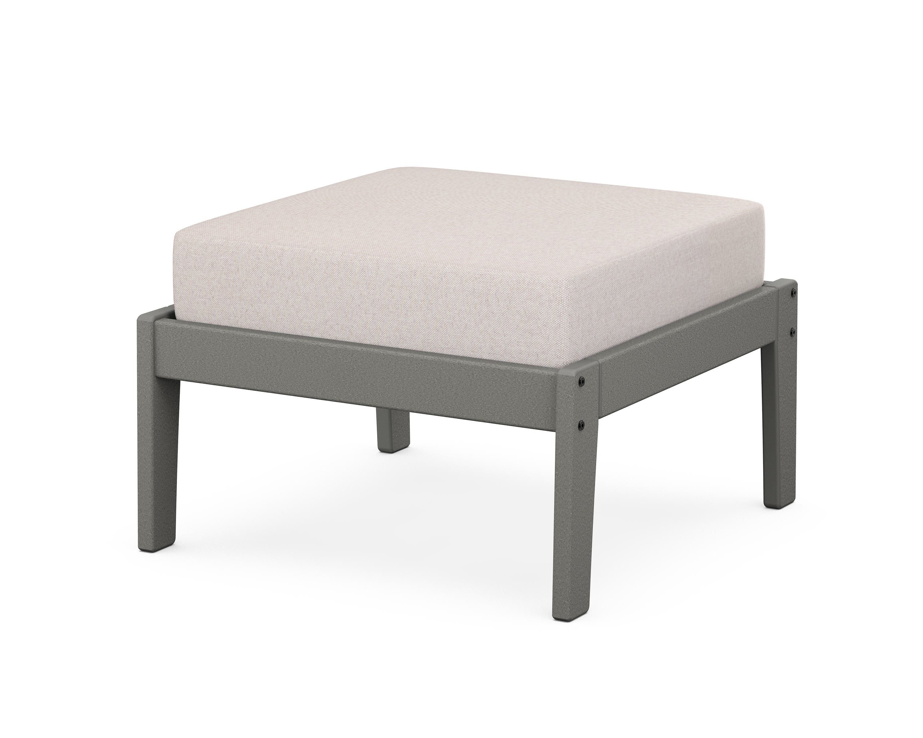 Unbranded Deep Seating Ottoman in Slate Grey / Dune Burlap