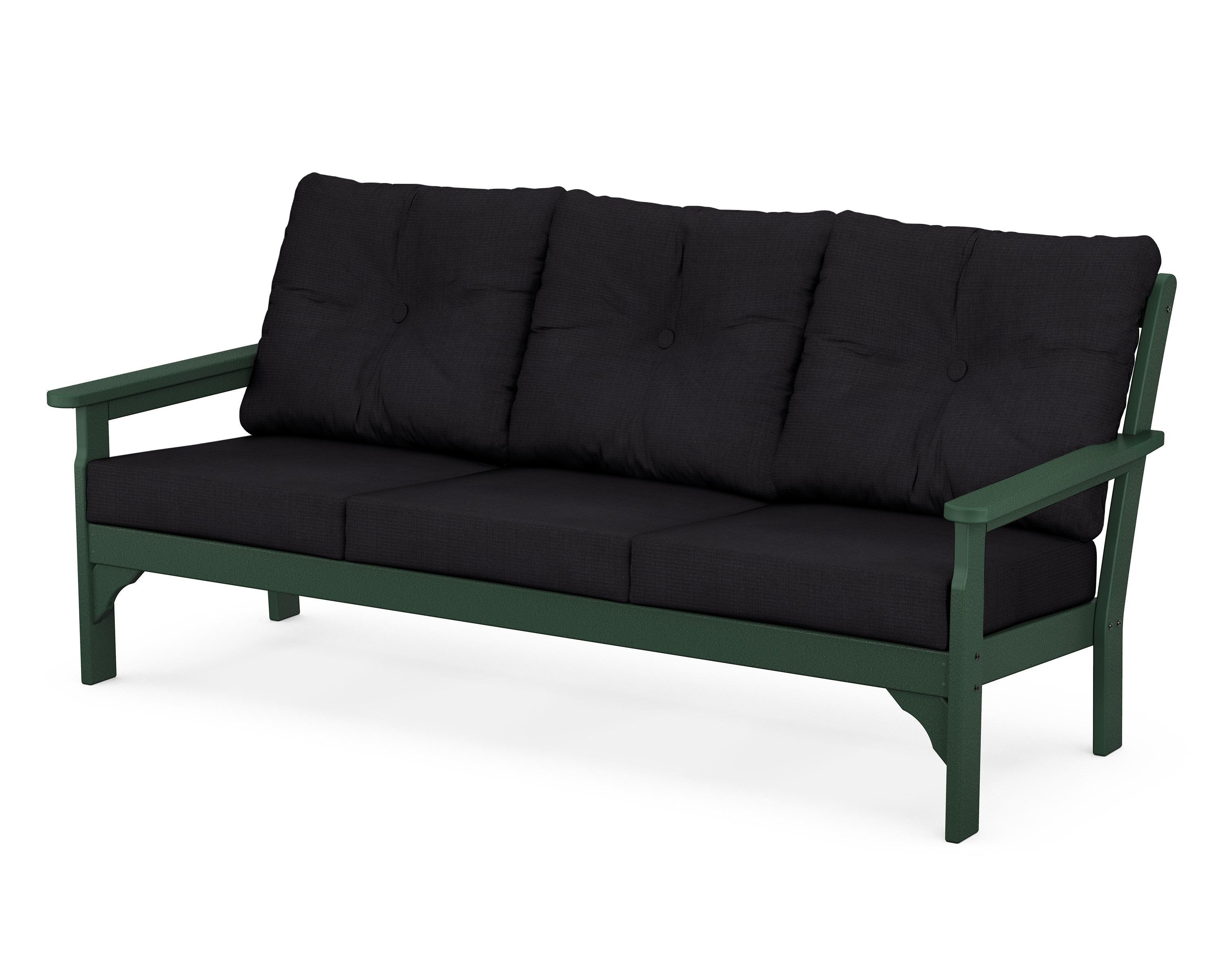 POLYWOOD® Vineyard Deep Seating Sofa in Green / Midnight Linen