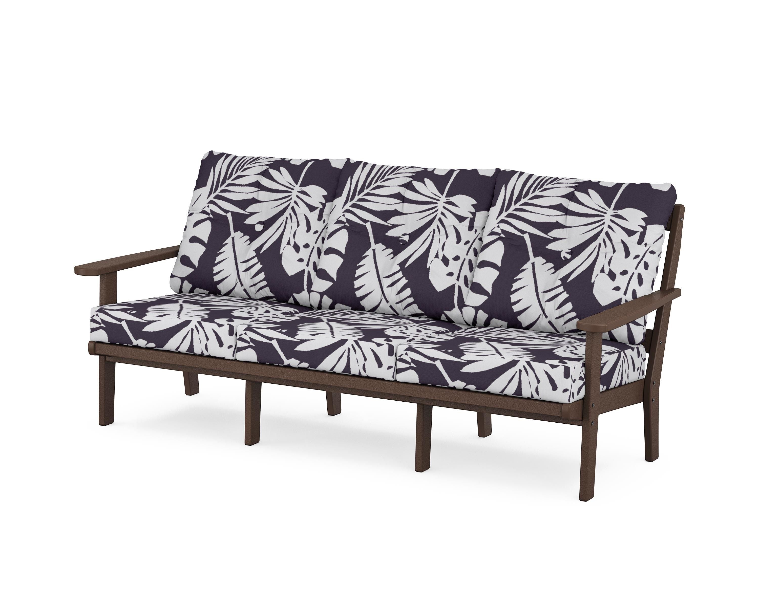 POLYWOOD® Mission Deep Seating Sofa in Mahogany / Leaf Navy