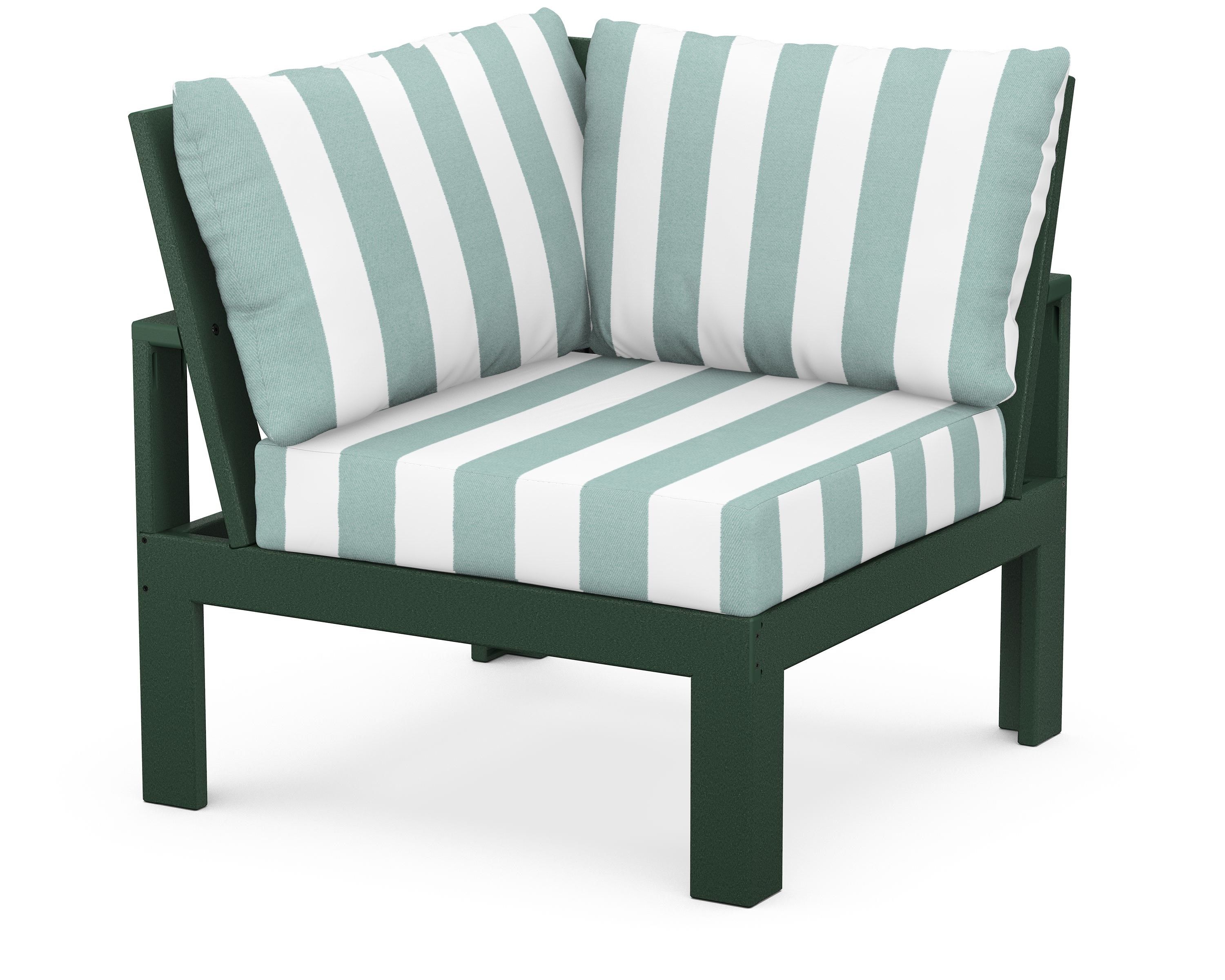 Unbranded Modular Corner Chair in Green / Cabana Stripe Glacier Spa