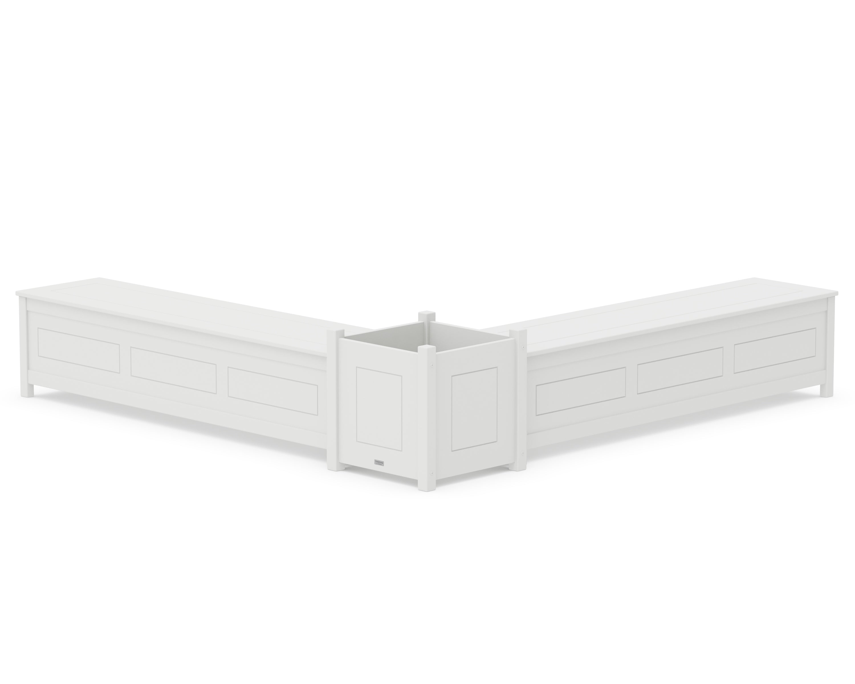 Country Living 72" Country Living L- Shaped Planter Storage Bench Set- Large in White
