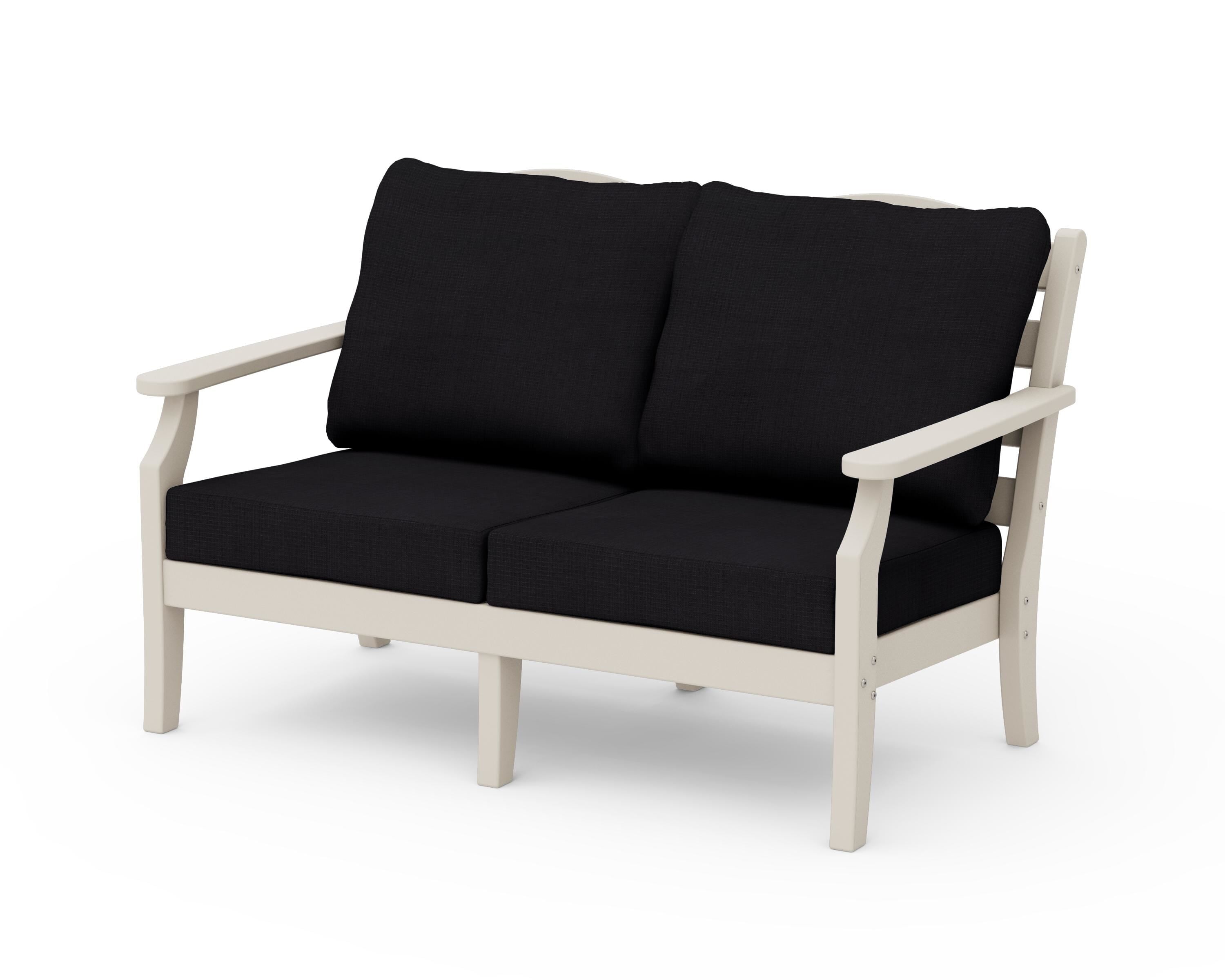 Draper James™ by POLYWOOD® Savannah Deep Seating Loveseat in Sand / Midnight Linen