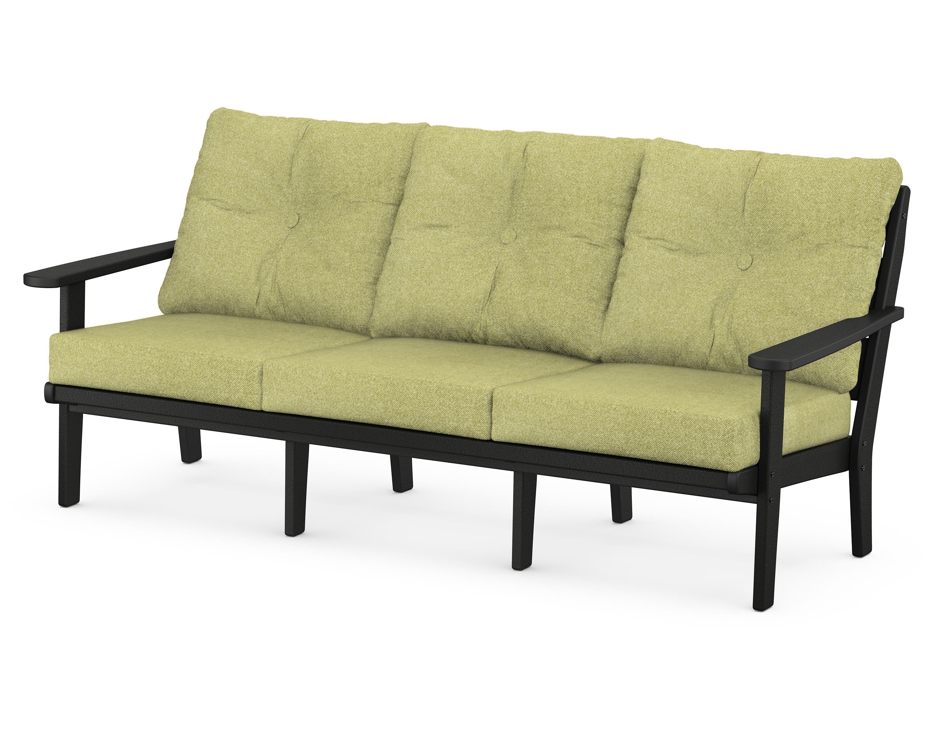 POLYWOOD® Lakeside Deep Seating Sofa in Black / Chartreuse Boucle