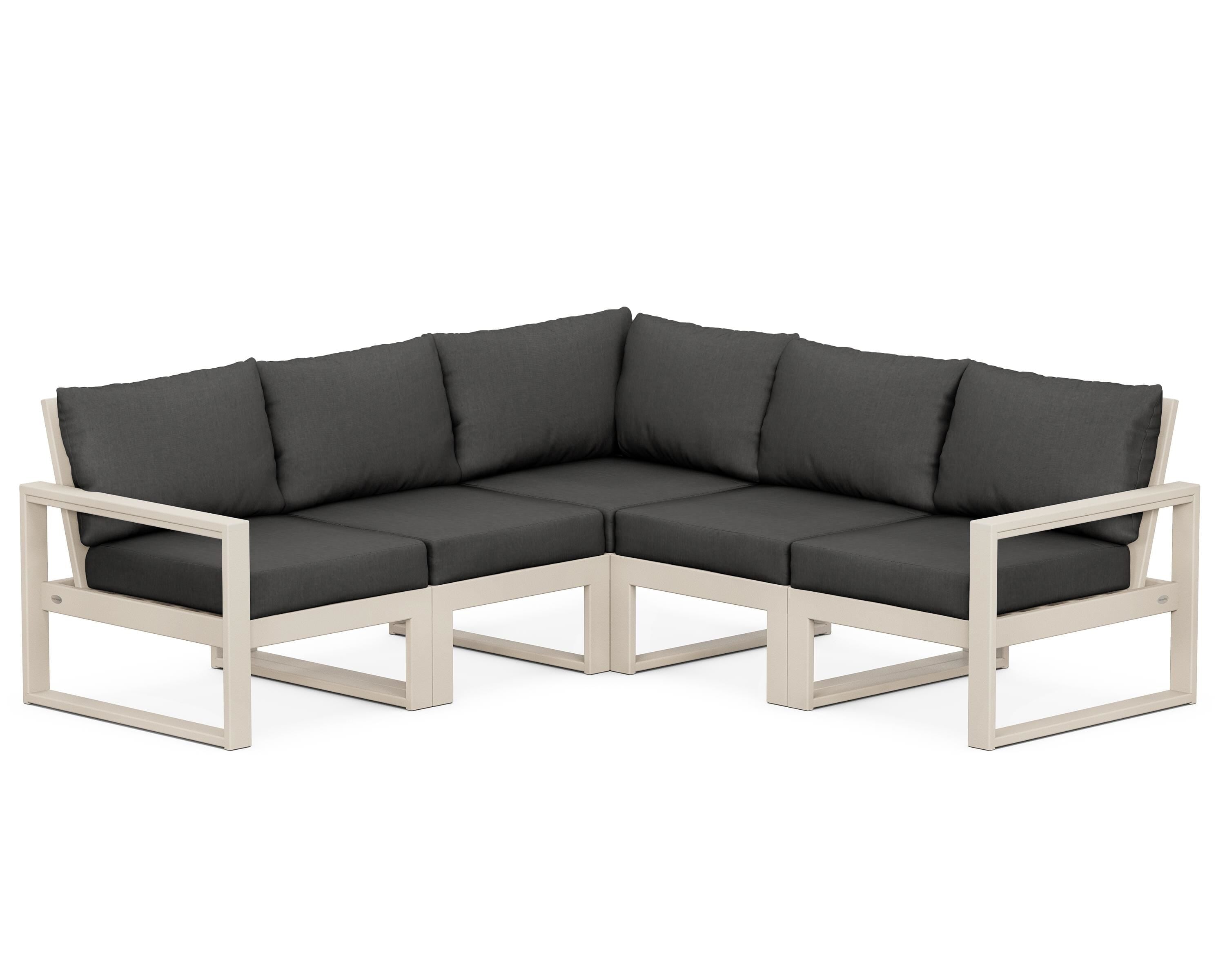 POLYWOOD® EDGE 5-Piece Modular Deep Seating Set in Sand / Spectrum Carbon