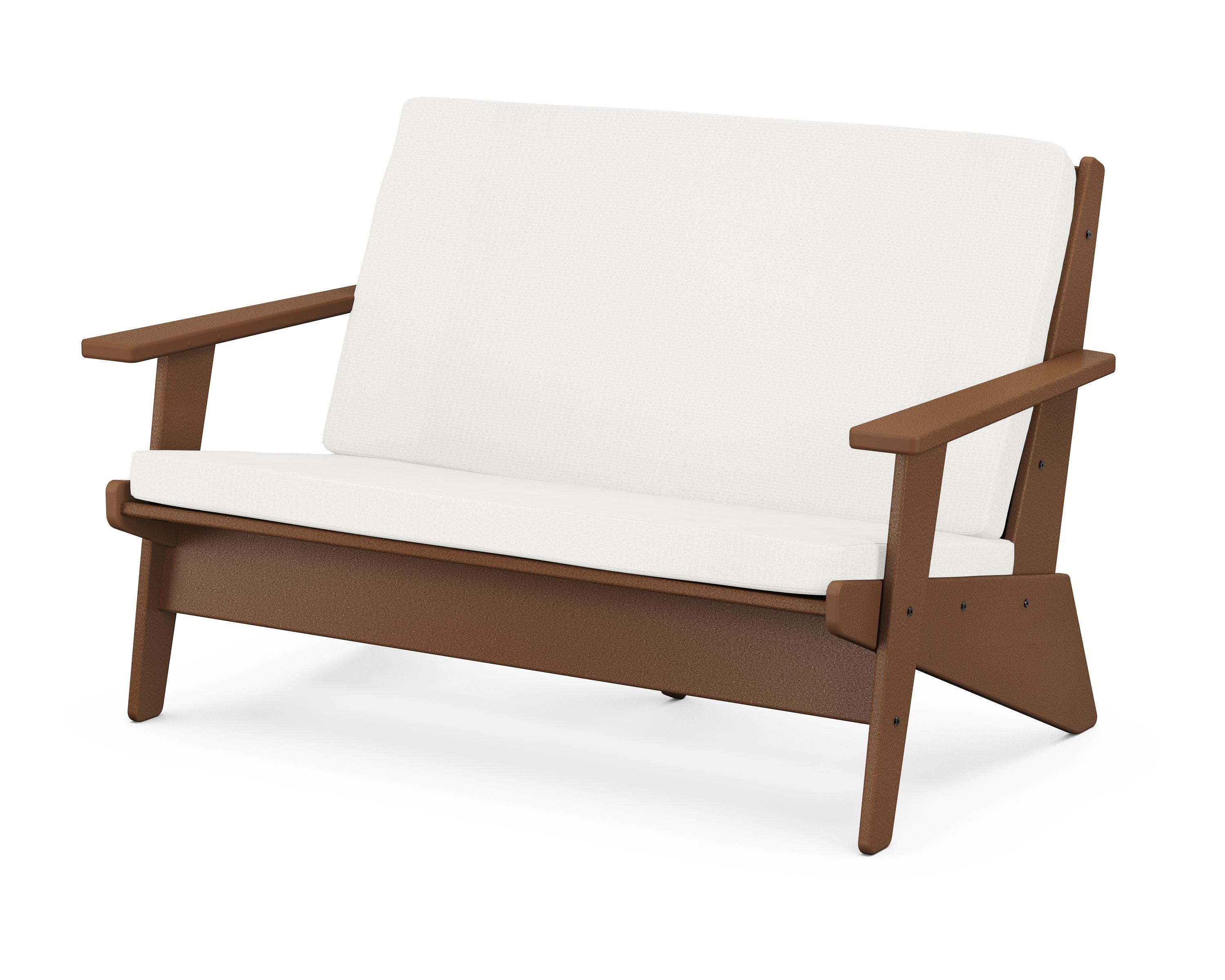 POLYWOOD® Riviera Modern Lounge Loveseat in Teak / Natural Linen