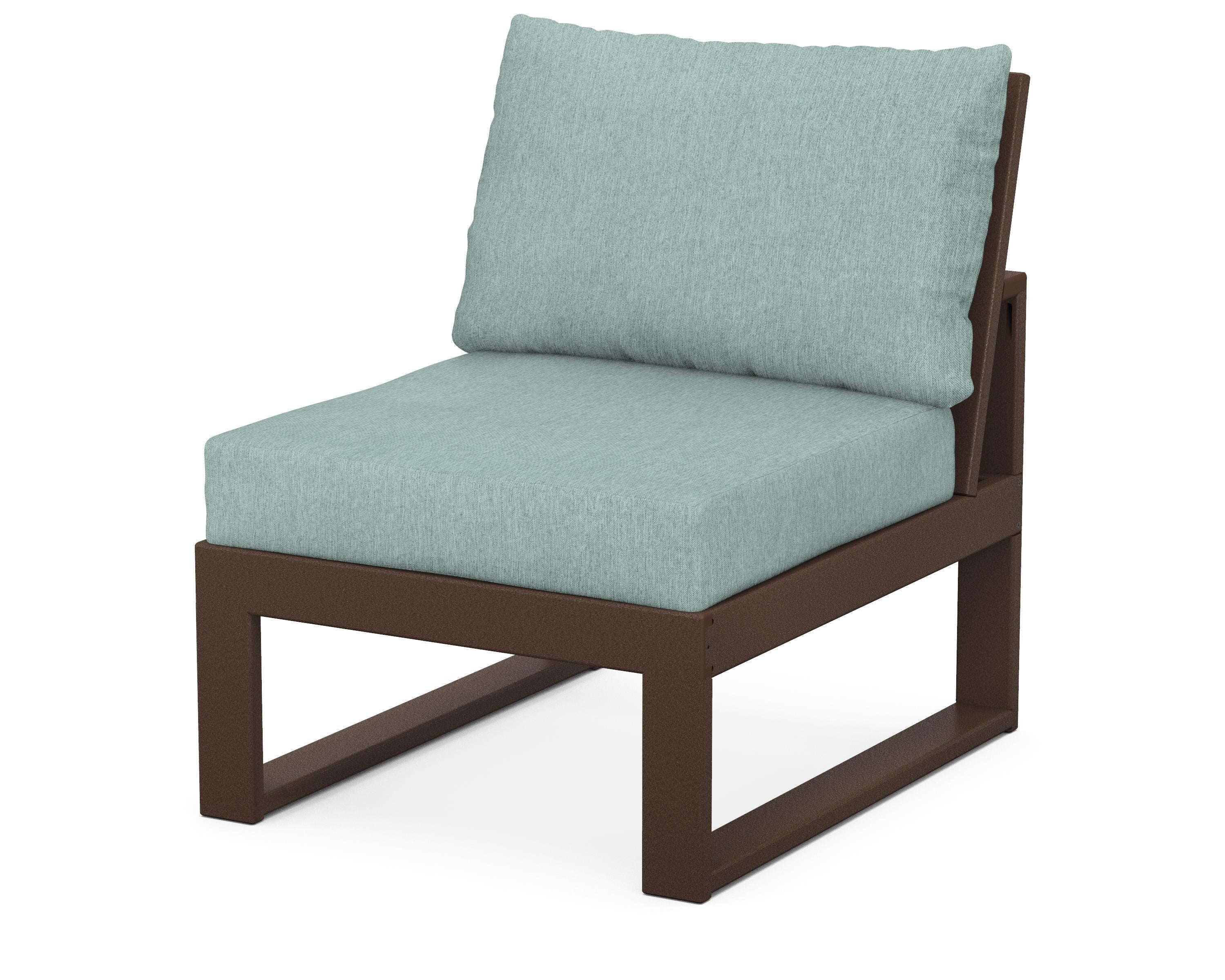 Unbranded Modular Armless Chair in Mahogany / Glacier Spa