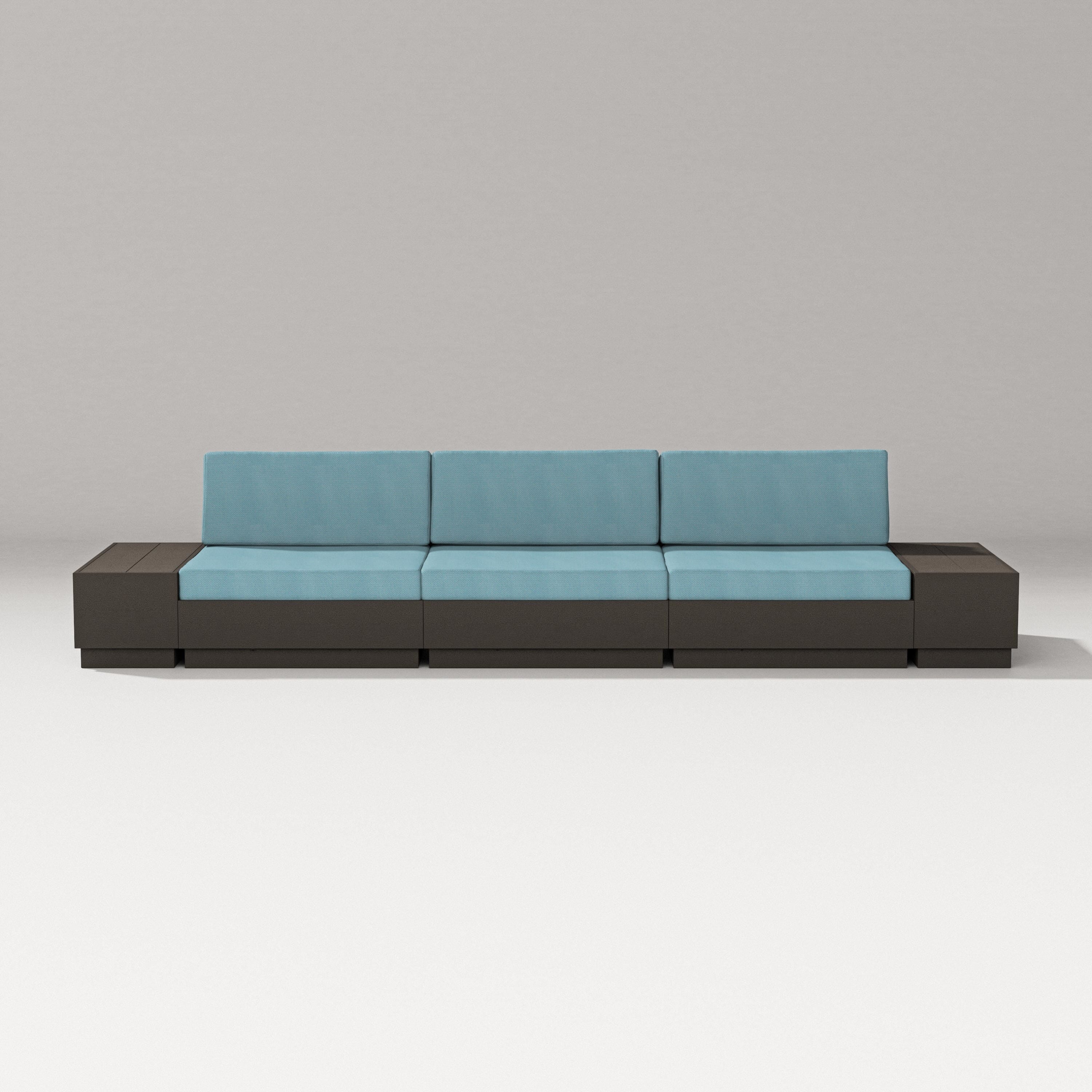 PW Designer Series Elevate Straight Sectional in Vintage Coffee / Lattice Sky Blue