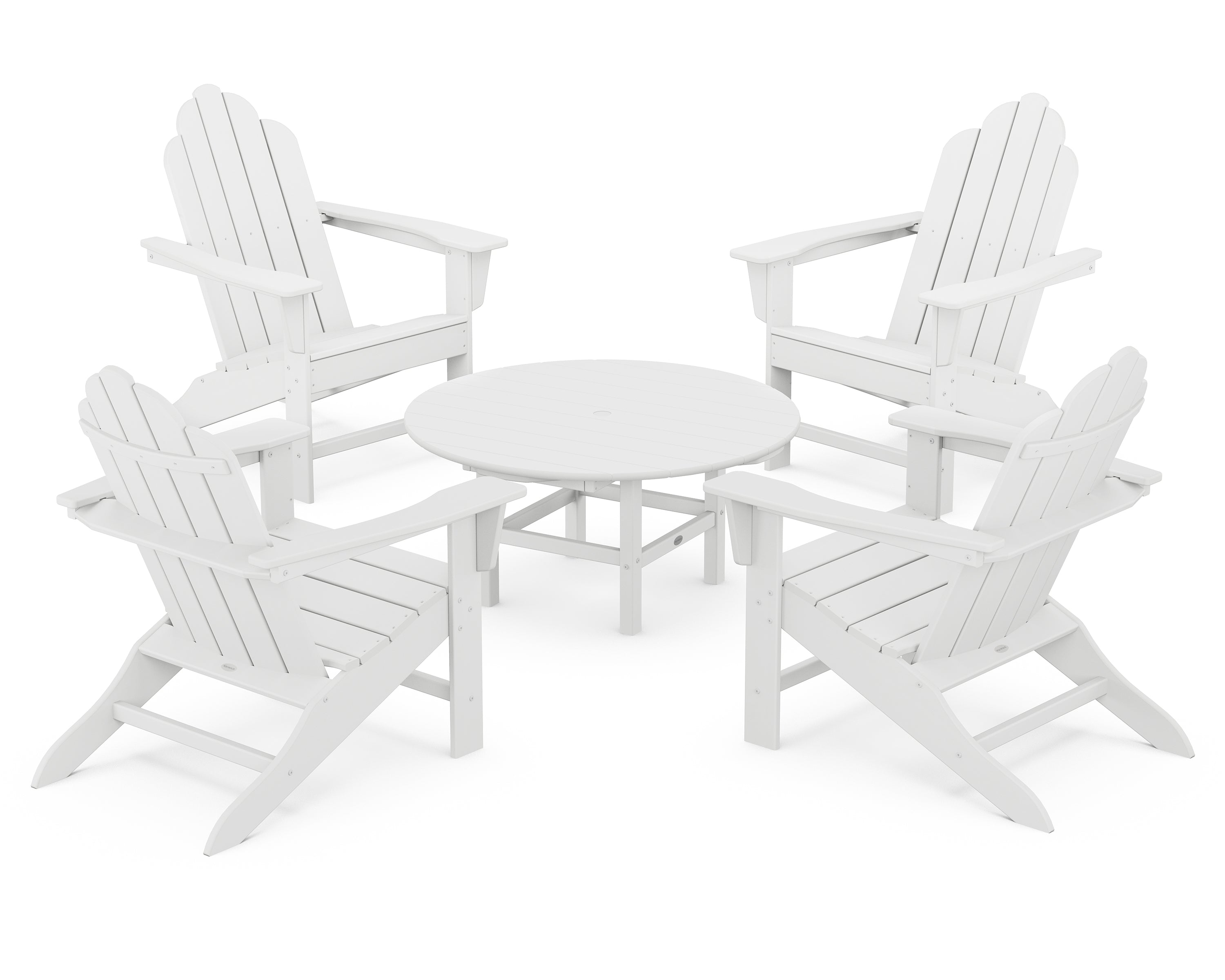 POLYWOOD® Long Island Adirondack 5-Piece Conversation Group in White