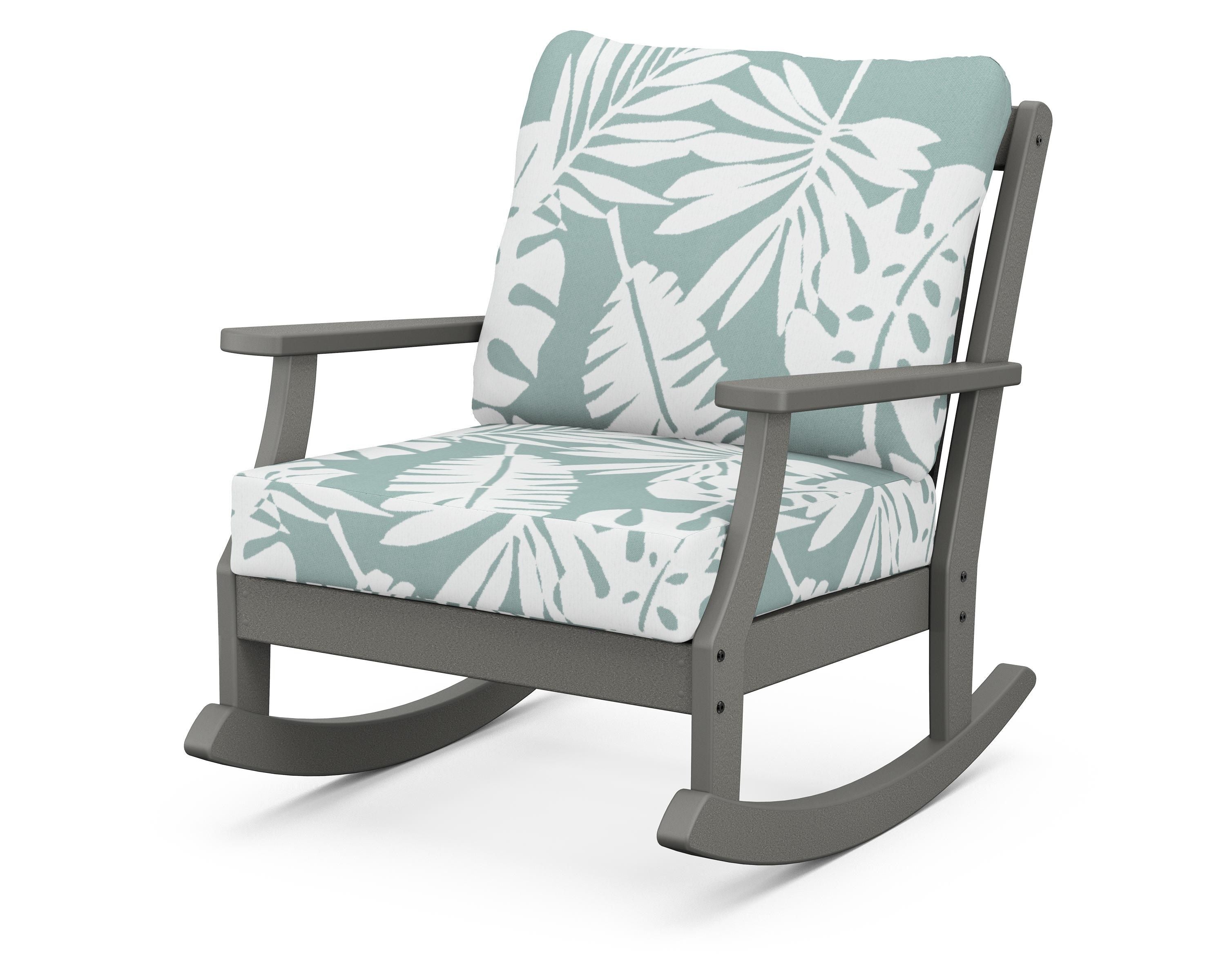 POLYWOOD® Braxton Deep Seating Rocking Chair in Slate Grey / Leaf Glacier Spa