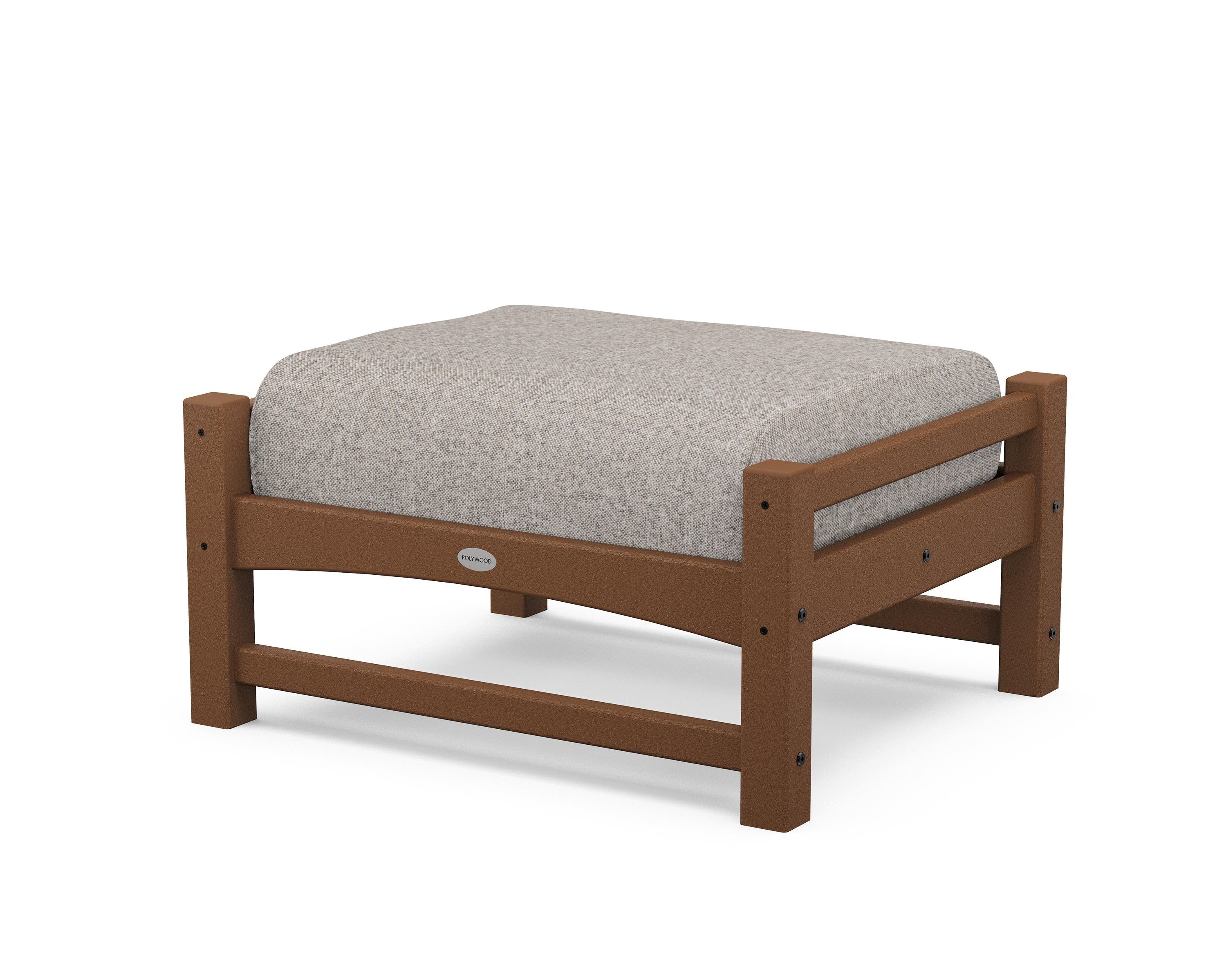 POLYWOOD® Club Ottoman in Teak / Weathered Tweed