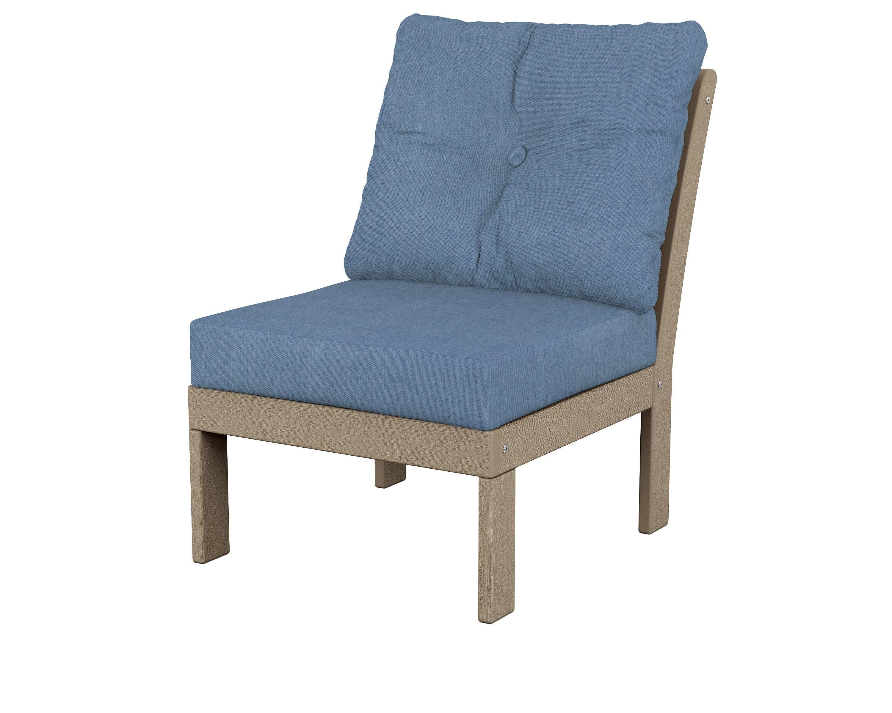 POLYWOOD® Vineyard Modular Armless Chair in Vintage Sahara / Sky Blue