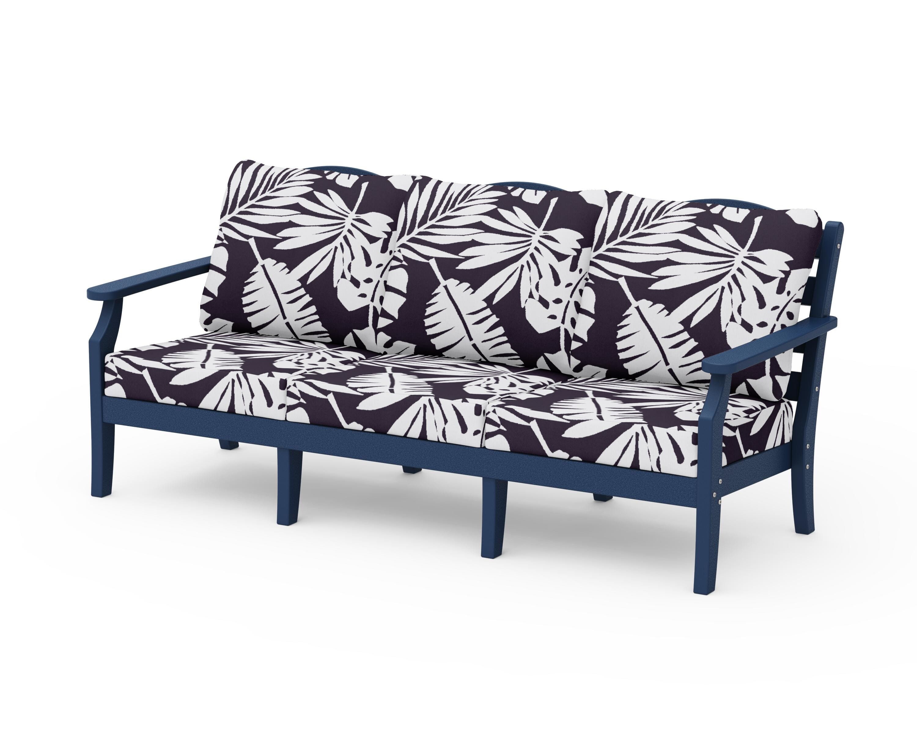 Draper James™ by POLYWOOD® Savannah Deep Seating Sofa in Navy / Leaf Navy