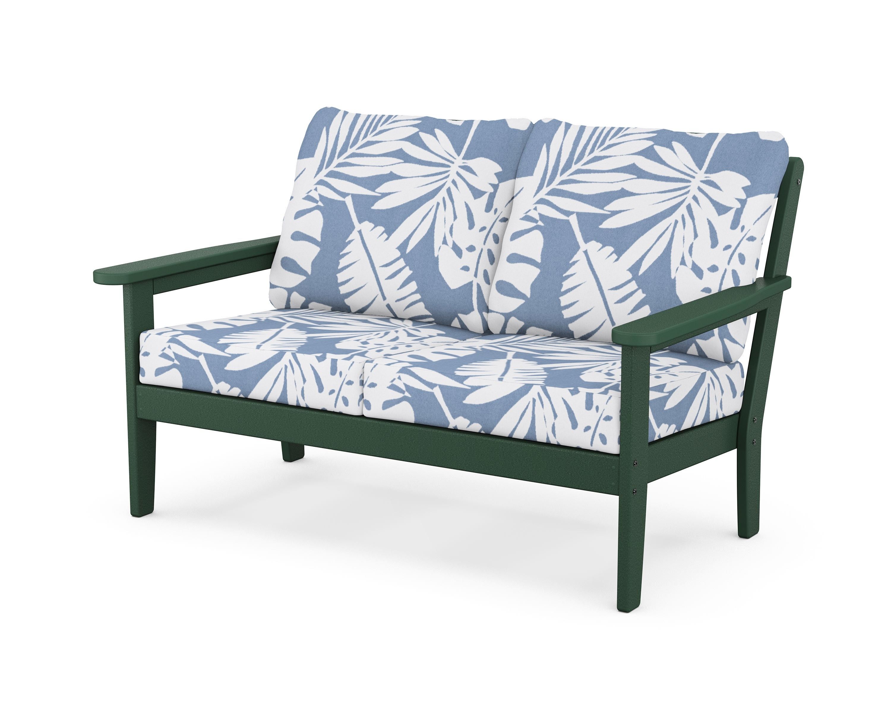 Country Living Cottage Deep Seating Loveseat in Green / Leaf Sky Blue